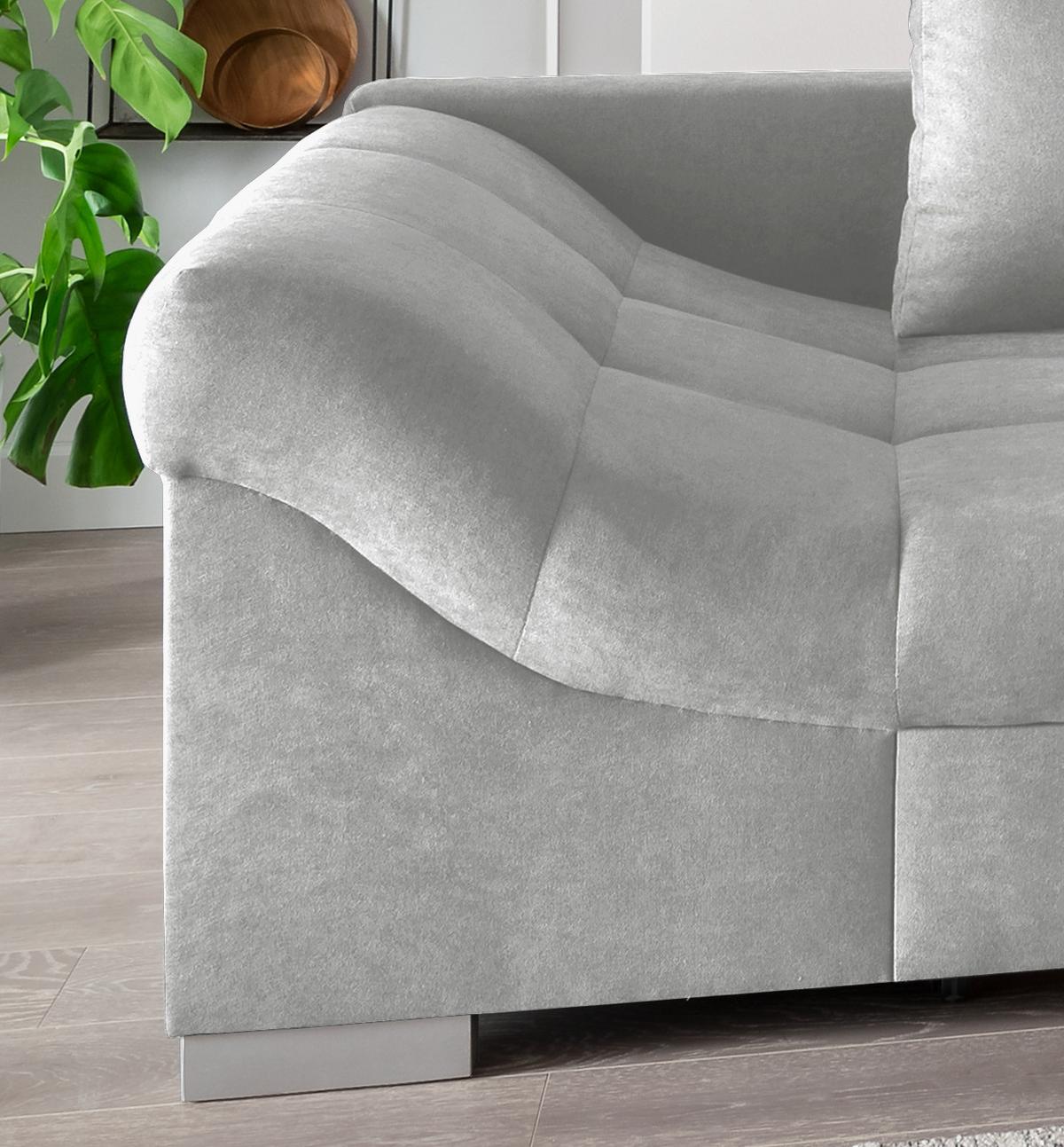 Wohnlandschaft Alvito Silberfarben Nylon/Mikrofaser - Silberfarben, Design, Holz/Textil (298/202cm) - MID.YOU