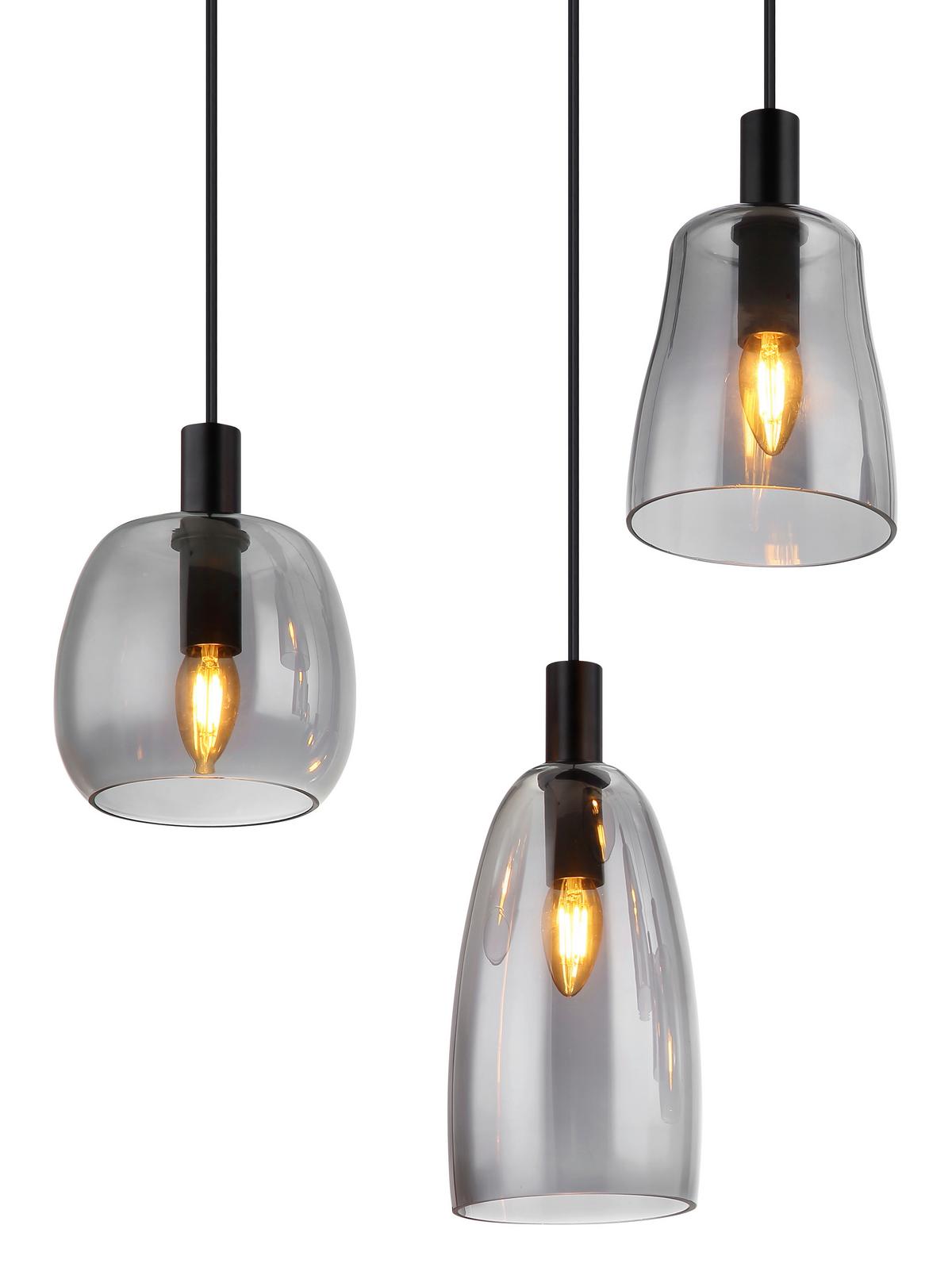 Hängeleuchte Garri max. 40 Watt - Schwarz, Design, Glas/Metall (97/32,5/130cm) - Globo