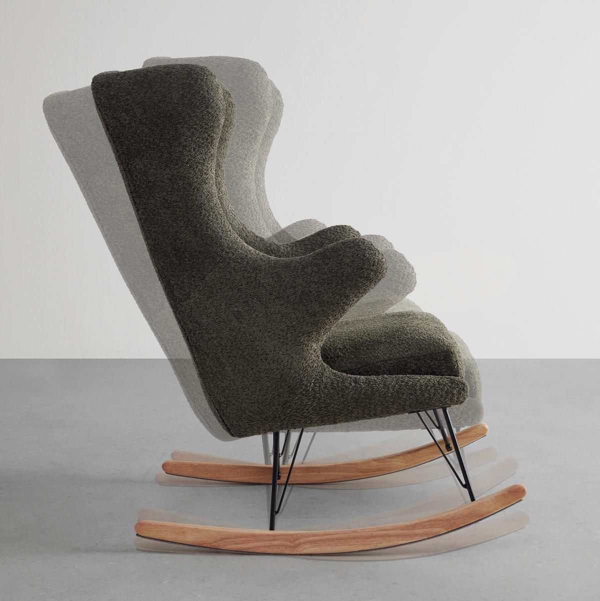 chaise à bascule in Grün/Schwarz/Ecru - vert/écru, Romantik / Landhaus, métal/textile (76/109/111cm) - Zandiara