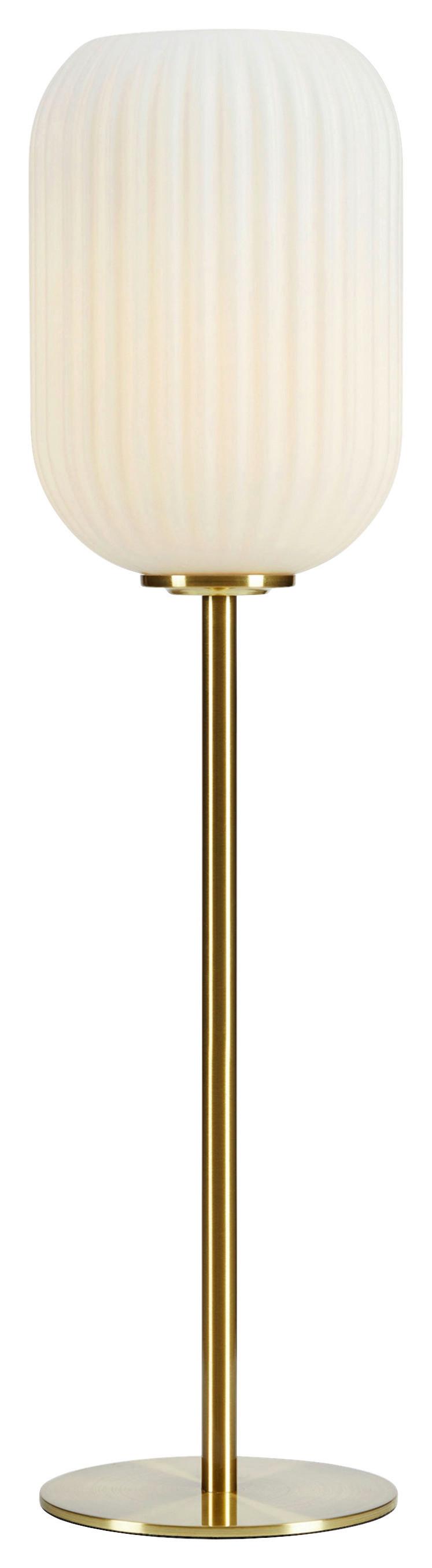 Tischleuchte Cava Table max. 40 Watt - Messingfarben/Weiß, Basics, Glas/Metall (14/14/55cm) - Markslöjd