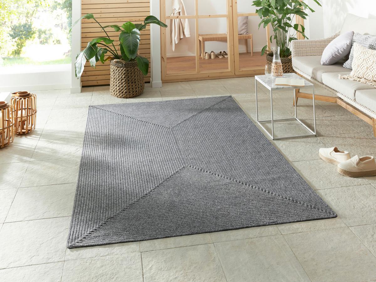 Outdoorteppich Trenzado Hellgrau ca. 200x290cm - Hellgrau, Basics, Kunststoff (200/290cm)