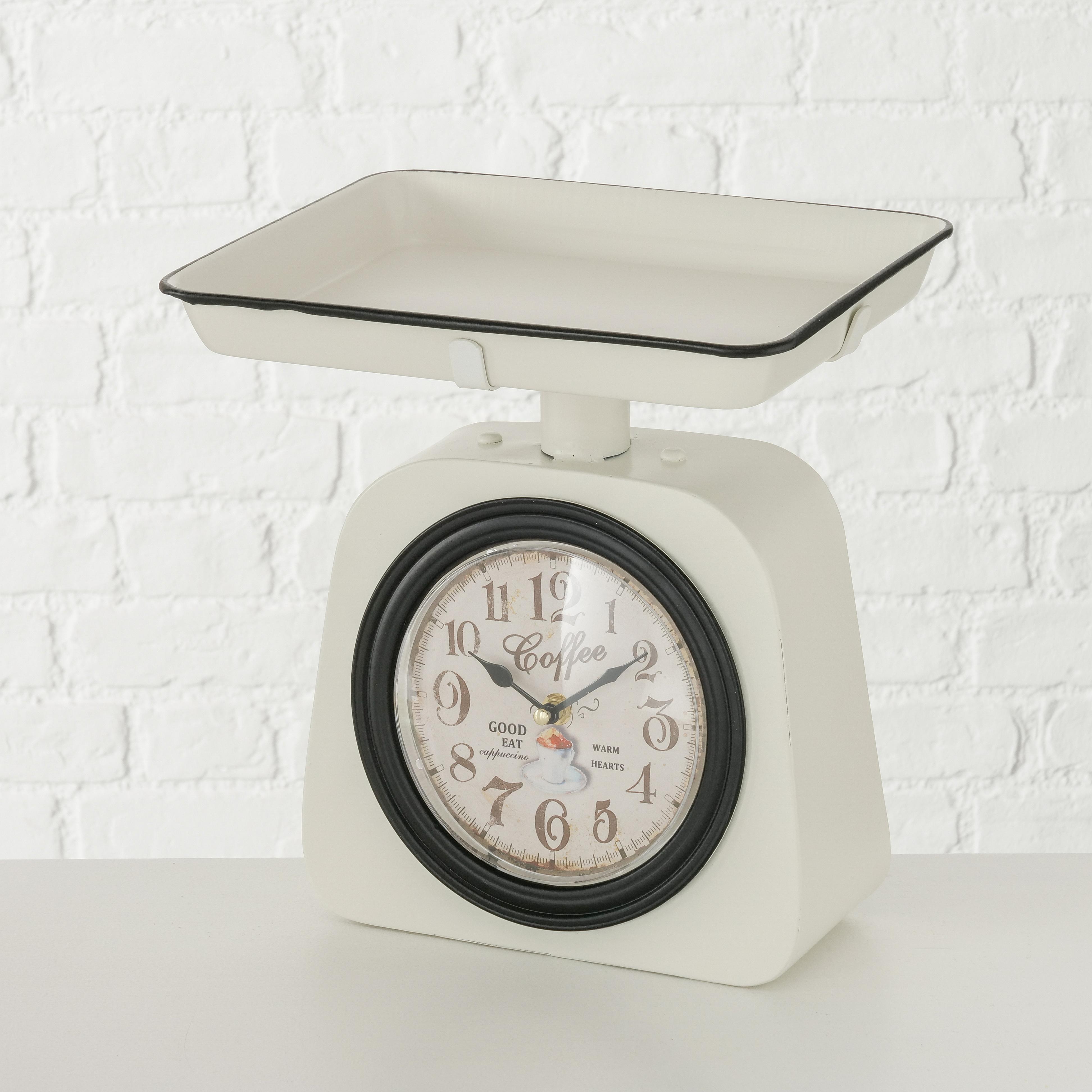 Tischuhr Waage II aus Metall - Weiß, MODERN, Metall (28/30/22cm)