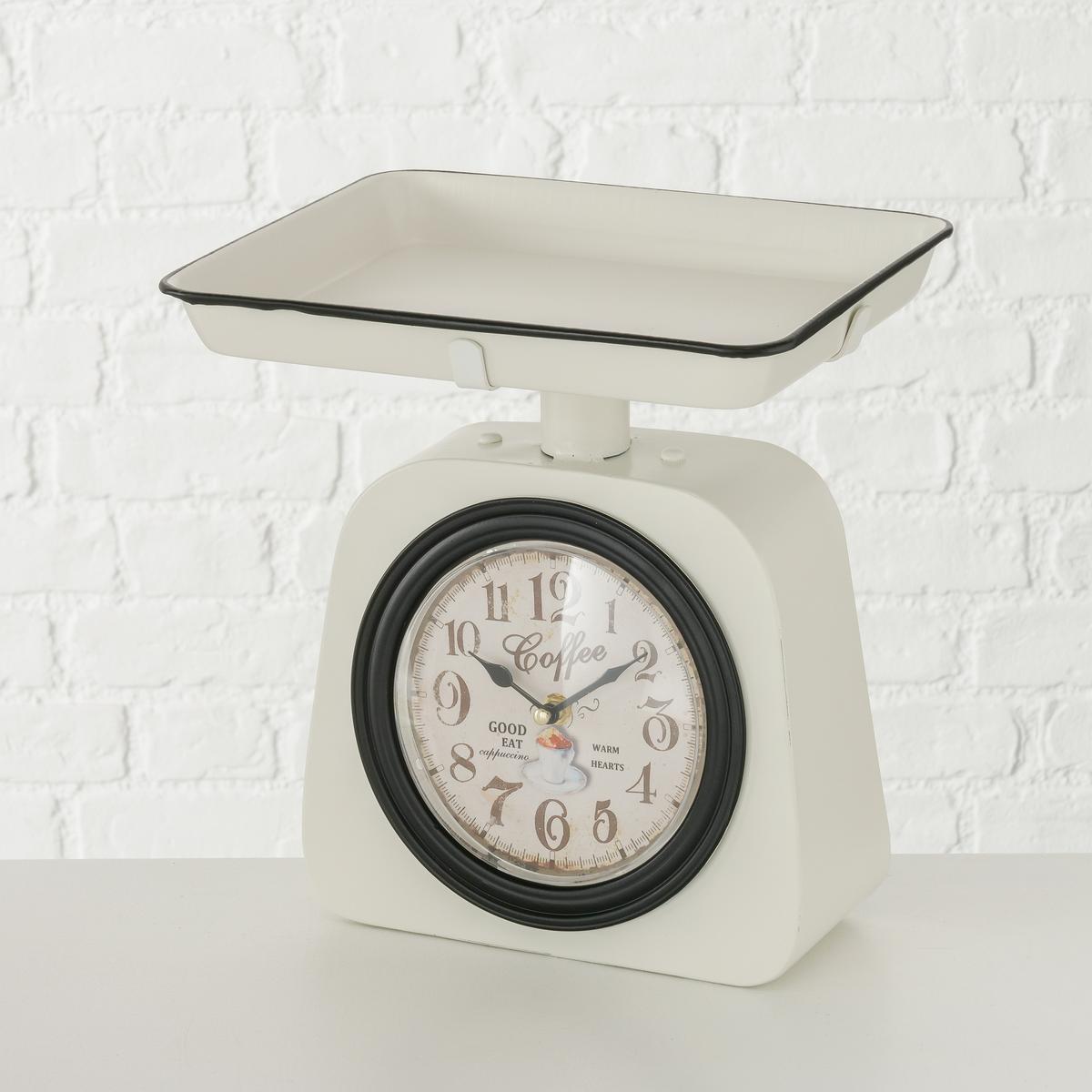 Tischuhr Waage II aus Metall - Weiß, MODERN, Metall (28/30/22cm)