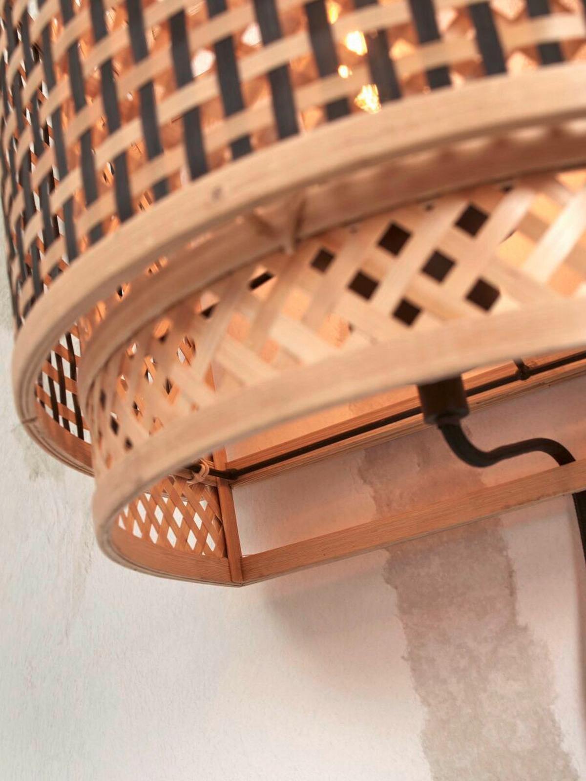 Stenska Svetilka Bhutan, Črna, Bambus - črna/naravne barve, Trend, les (24/12/21cm) - Good & Mojo