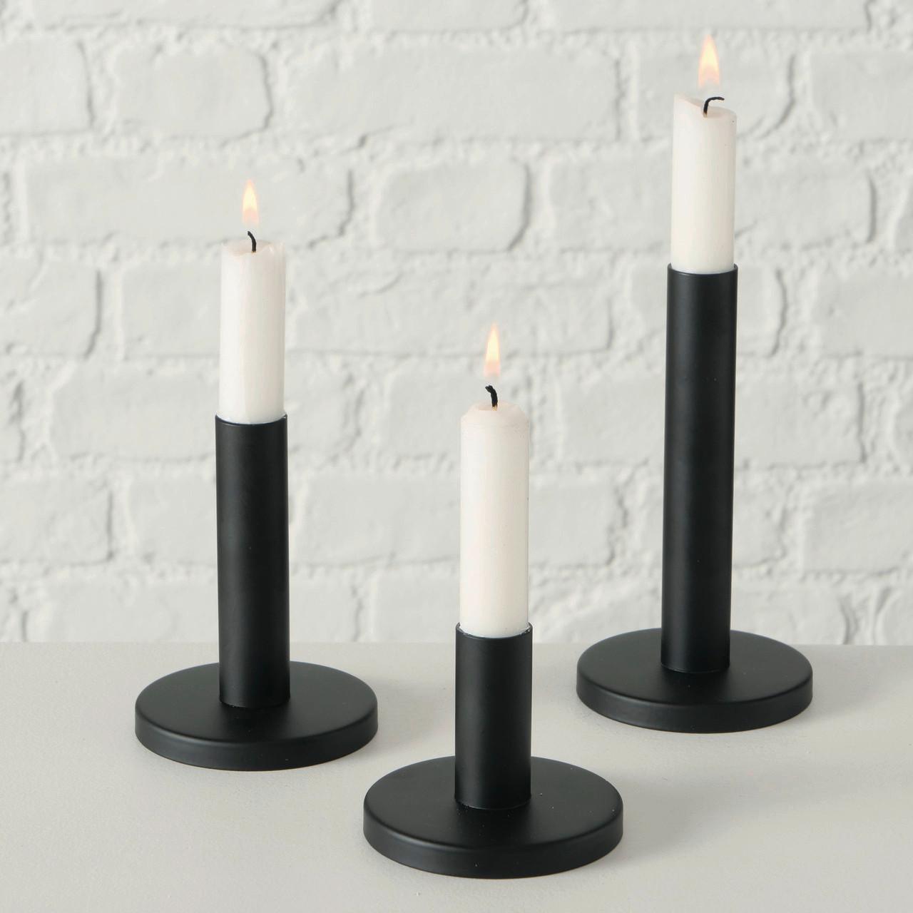 Kerzenhalter-Set Malko II in Schwarz, 3-teilig - Schwarz, Basics, Metall - Modern Living