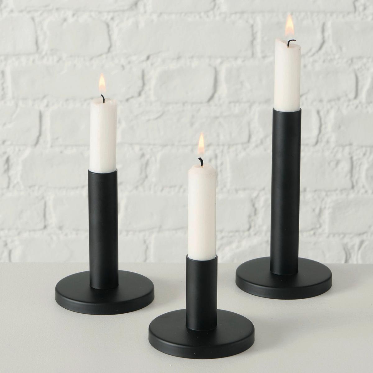 Kerzenhalter-Set Malko II in Schwarz, 3-teilig - Schwarz, Basics, Metall - Modern Living