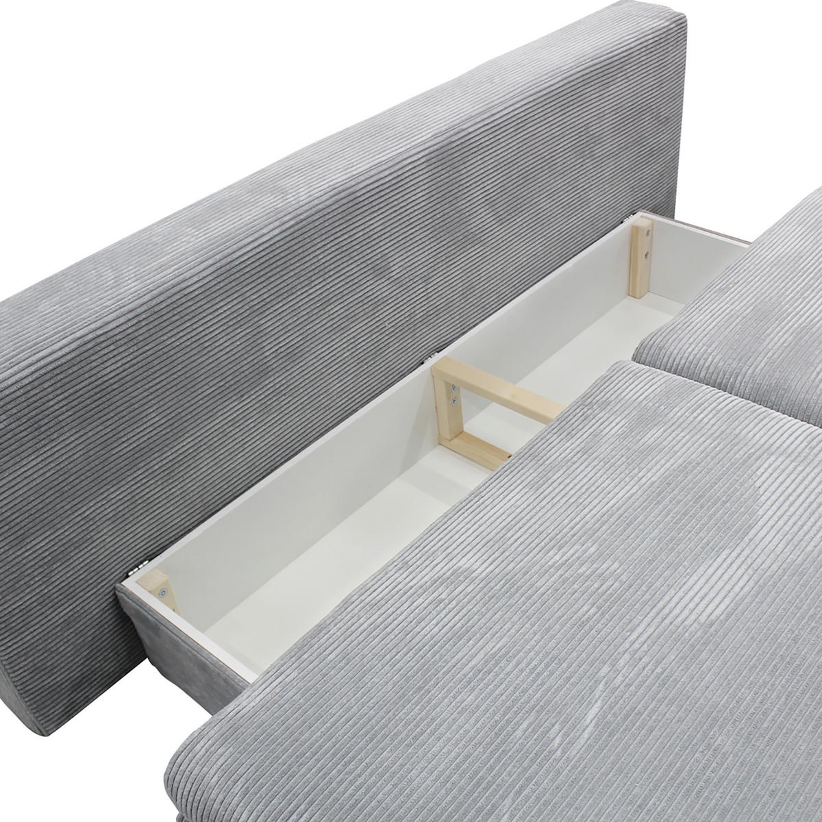 Canapea extensibila FIORE - gri deschis, Design, textil (202/85/99cm) - Modern Living