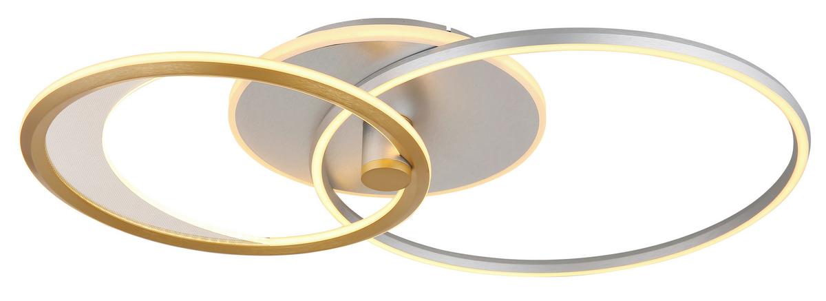 LED-Deckenleuchte Umbra Opal/Silber/Goldfarben - Klar/Silberfarben, Basics, Kunststoff/Metall (81/51/11cm) - Globo
