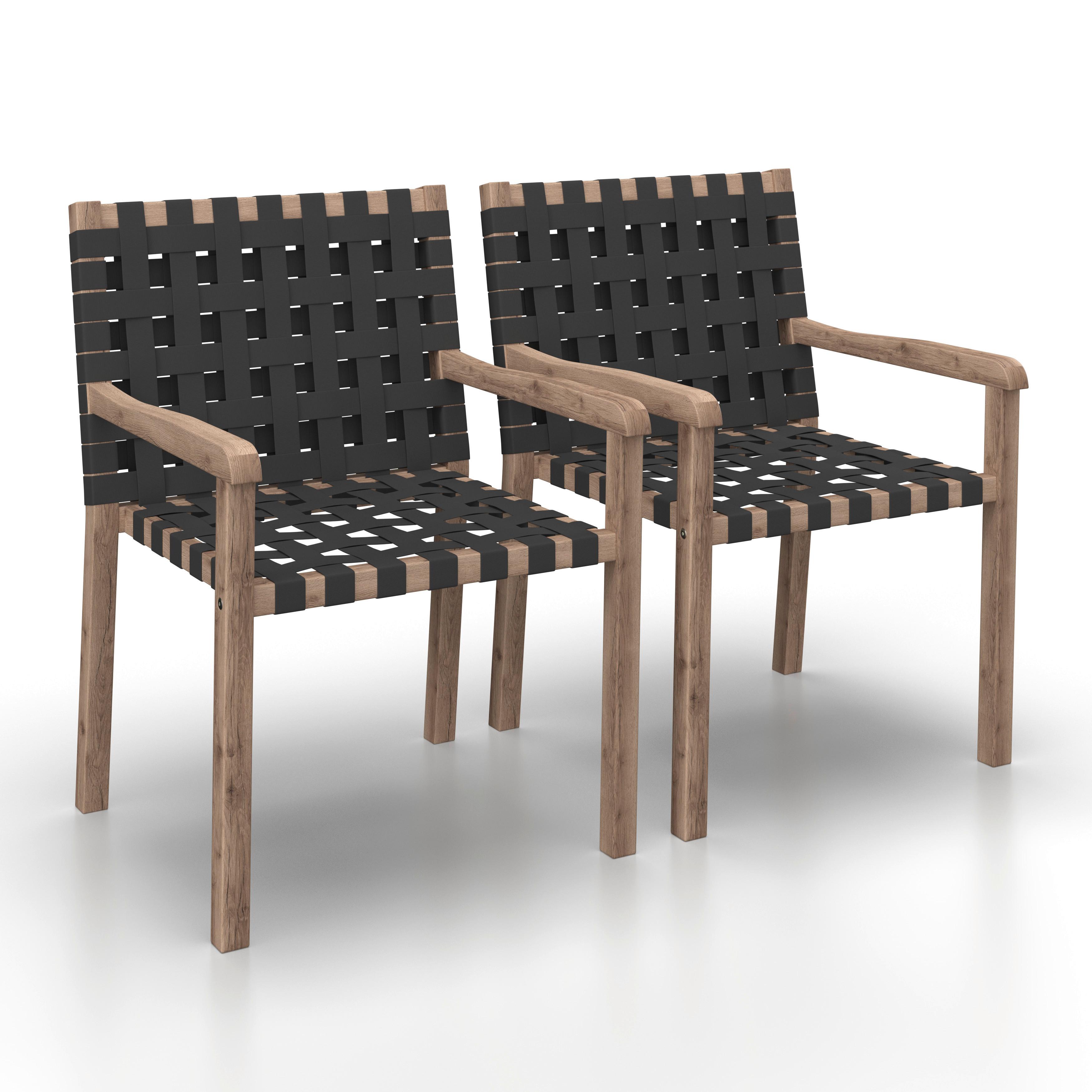 Gartensessel-Set 2-er Set Lauria Schwarz Holz/Textil - Schwarz/Akaziefarben, MODERN, Holz/Textil (61/84/59cm) - Bessagi Garden