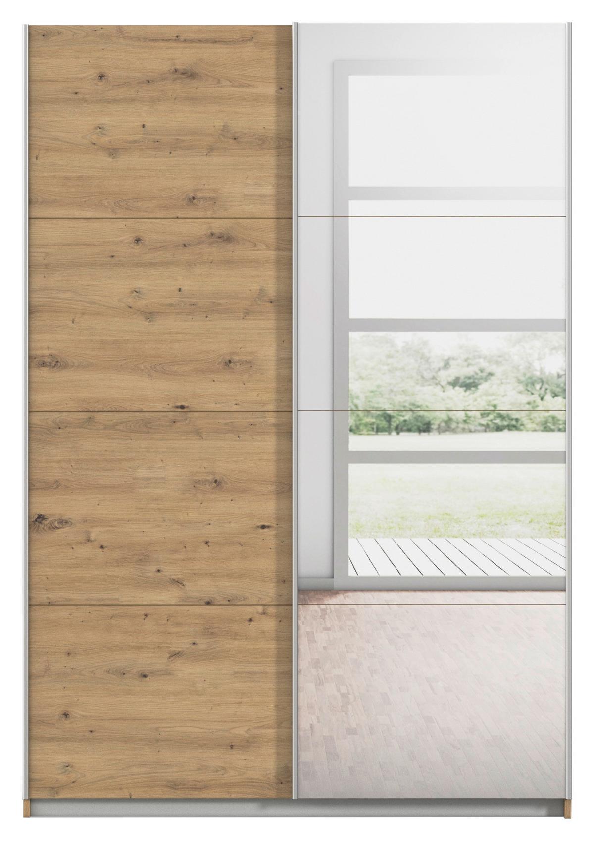 Ormar S Kliznim Vratima Subito - srebrne boje/hrast Artisan, Moderno, drvni materijal/metal (136/197/61cm) - Modern Living