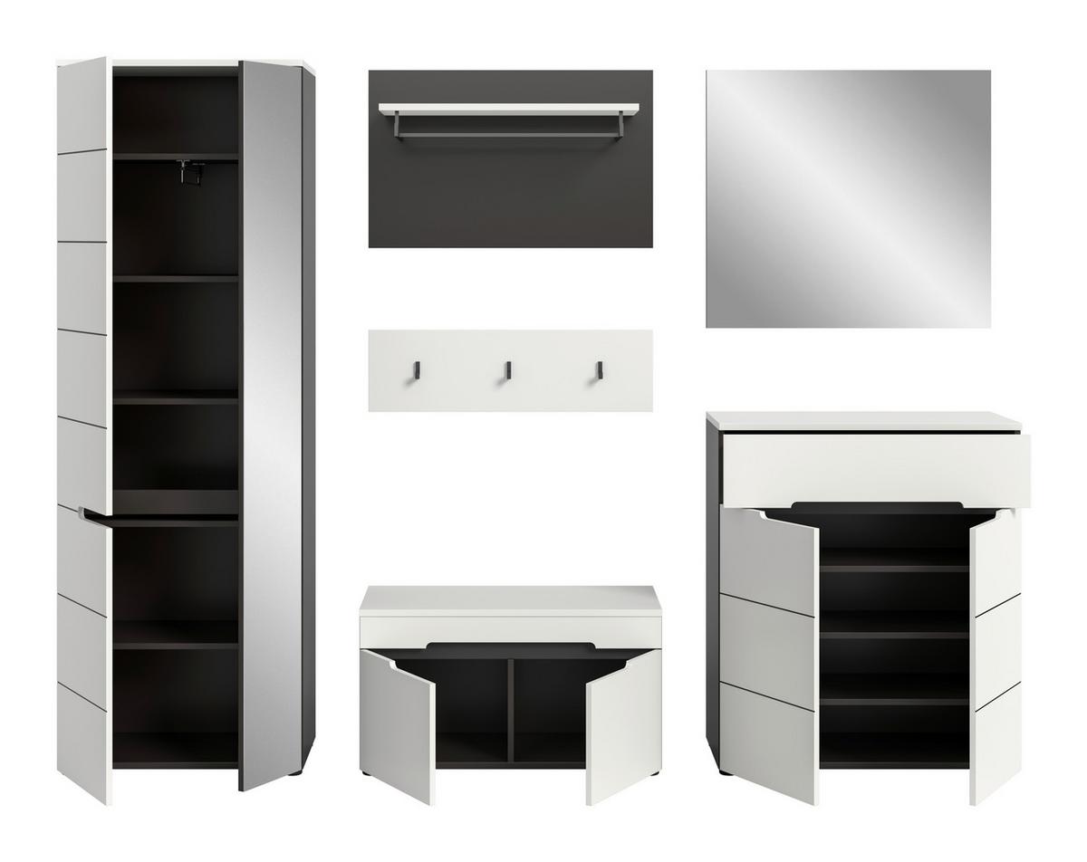 Predsoba Canu, Bela, Siva, 5-Delna - siva/bela, Design, leseni material (265/190/37cm) - Livetastic