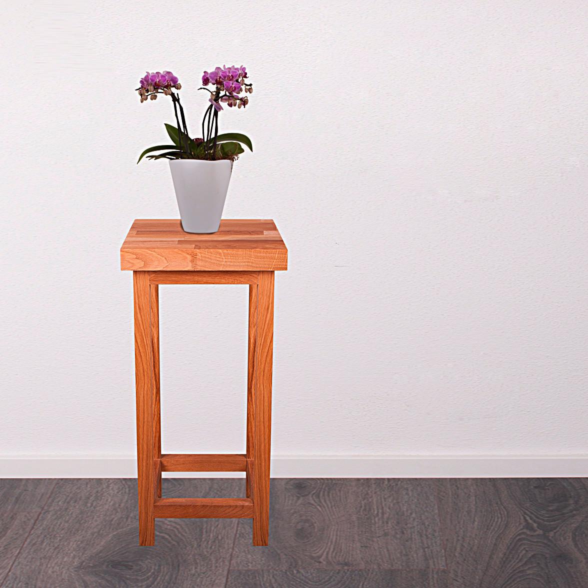 Universalhocker Echtholz Eiche massiv H: 60 cm - Eichefarben, Basics, Holz (30/60/30cm) - Gardenson