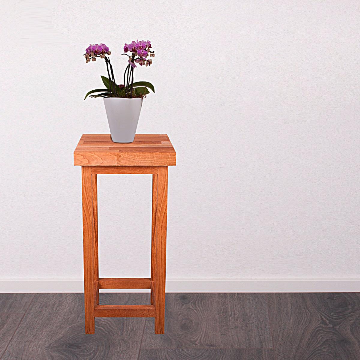 Universalhocker Echtholz Eiche massiv H: 60 cm - Eichefarben, Basics, Holz (30/60/30cm) - Gardenson