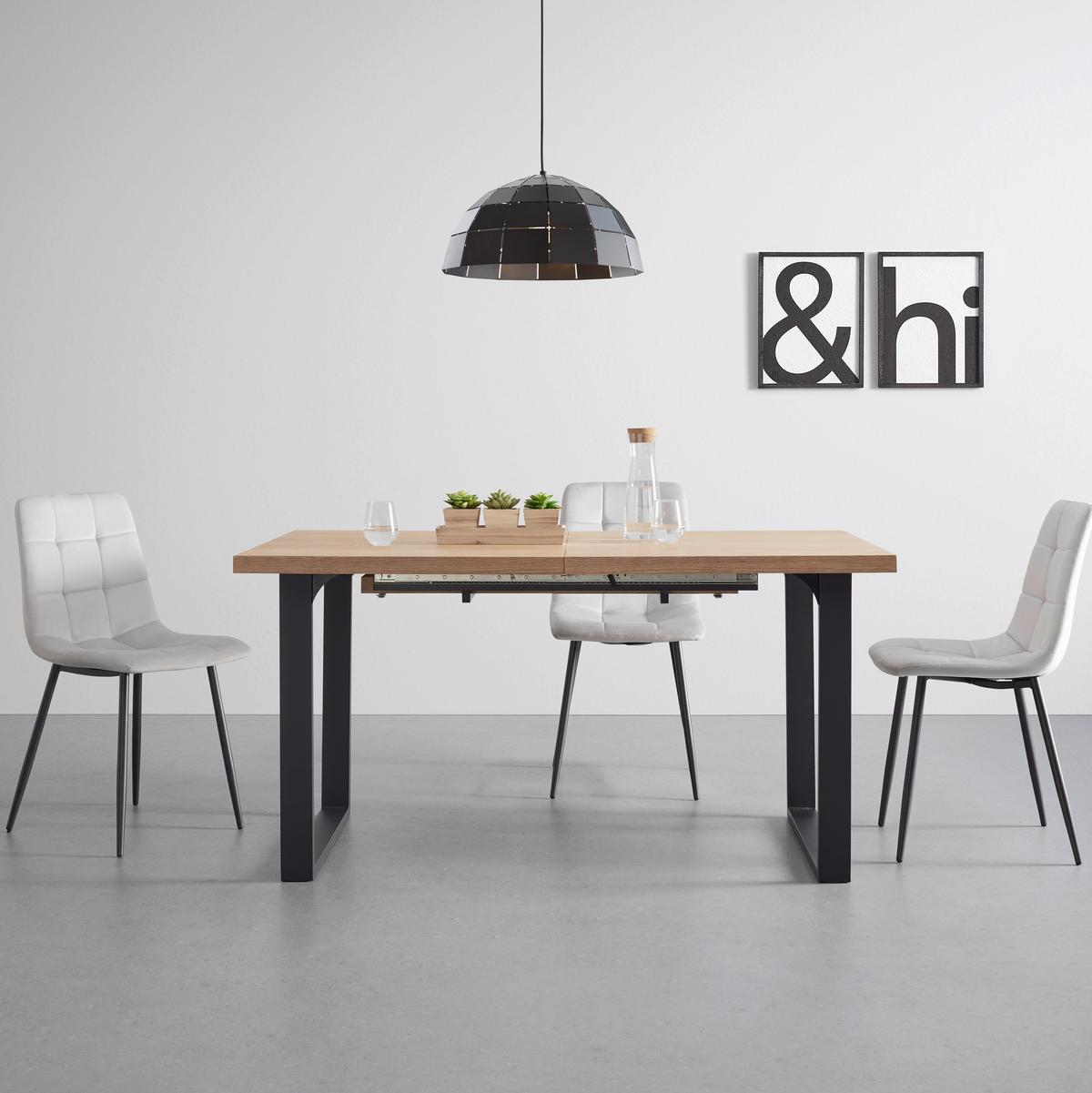 Stol Na Izvlačenje Kilian - boje hrasta/crna, Moderno, drvo/metal (150-190/75/90cm) - Bessagi Home