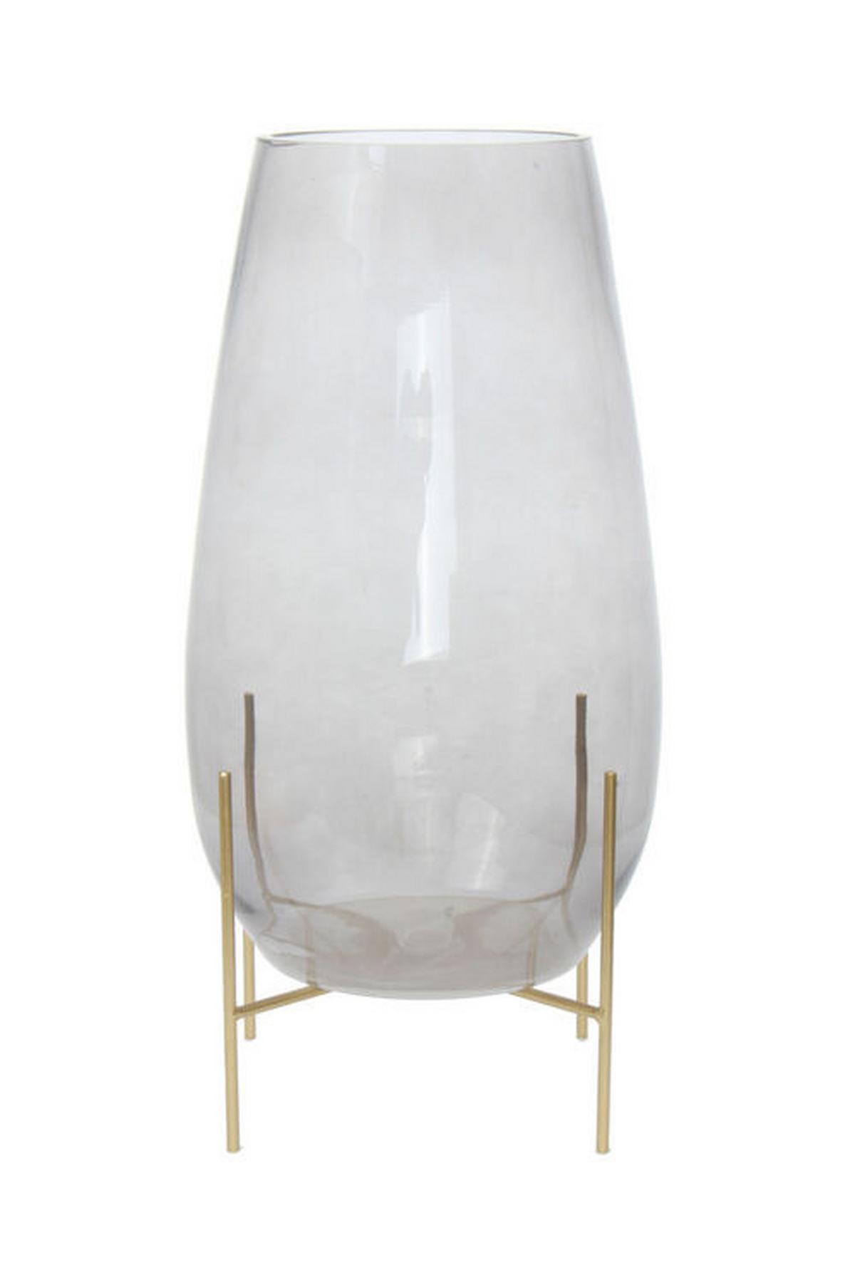 Vase Grau/Goldfarben - Goldfarben/Grau, Design, Glas/Metall (25/48,5/25cm) - Kayoom