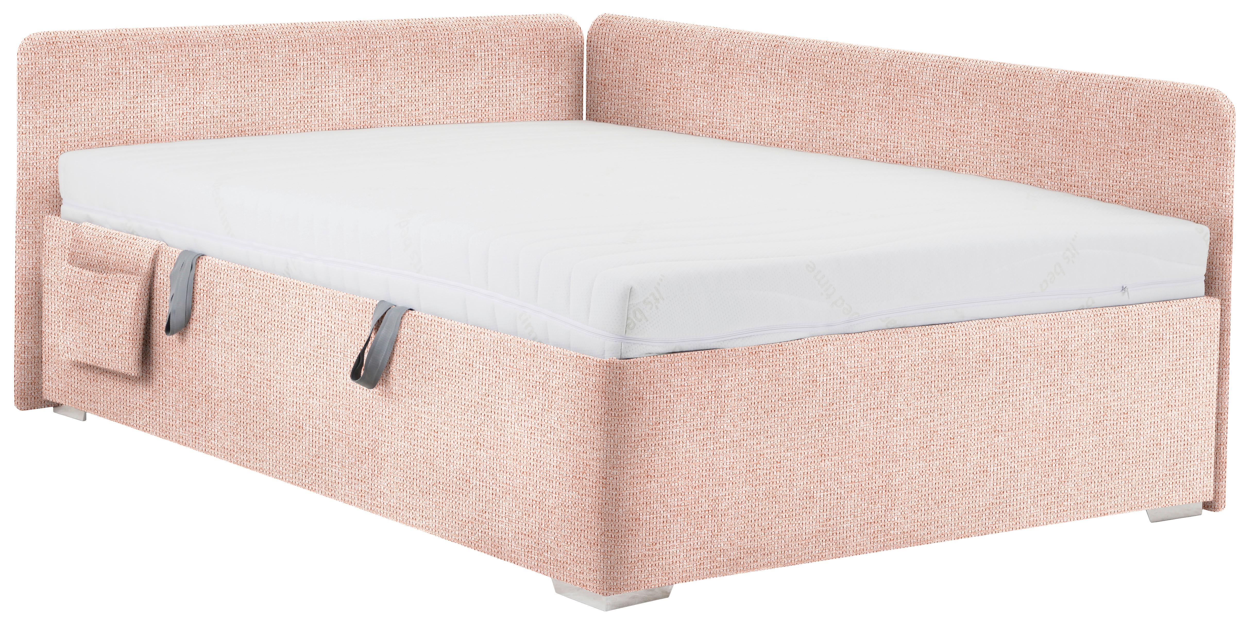 Krevet Remi - ružičasta/prirodne boje, Konvencionalno, drvo/tekstil (120/200cm) - Based