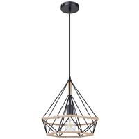 Viseča Svetilka Ulleu - črna/naravne barve, Trendi, kovina/naravni materiali (38/150cm)