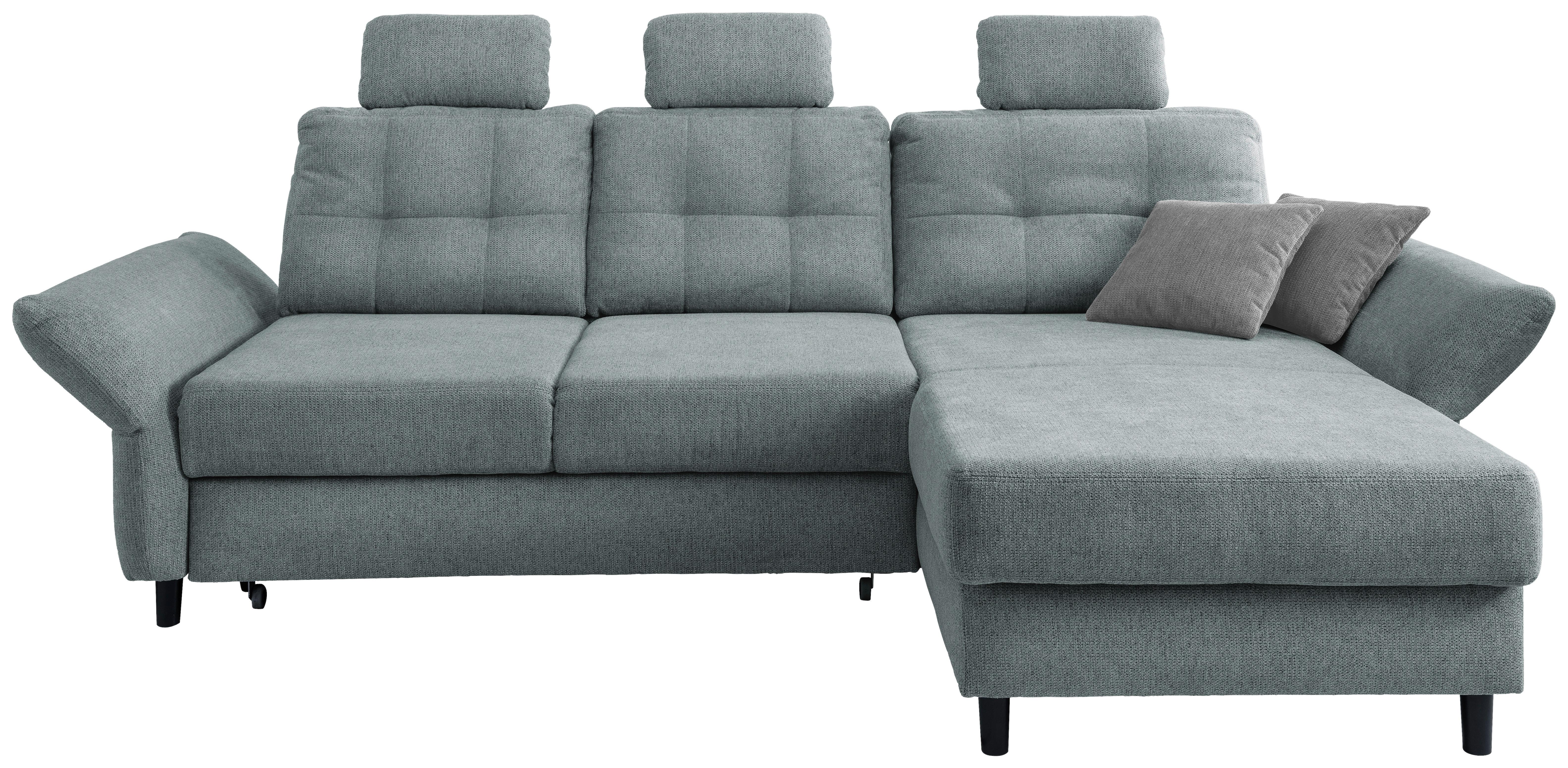 Wohnlandschaft Brizzini Mintgrau Chenille - Mintgrau/Blau, MODERN, Holz/Textil (250-280/176cm) - Livetastic