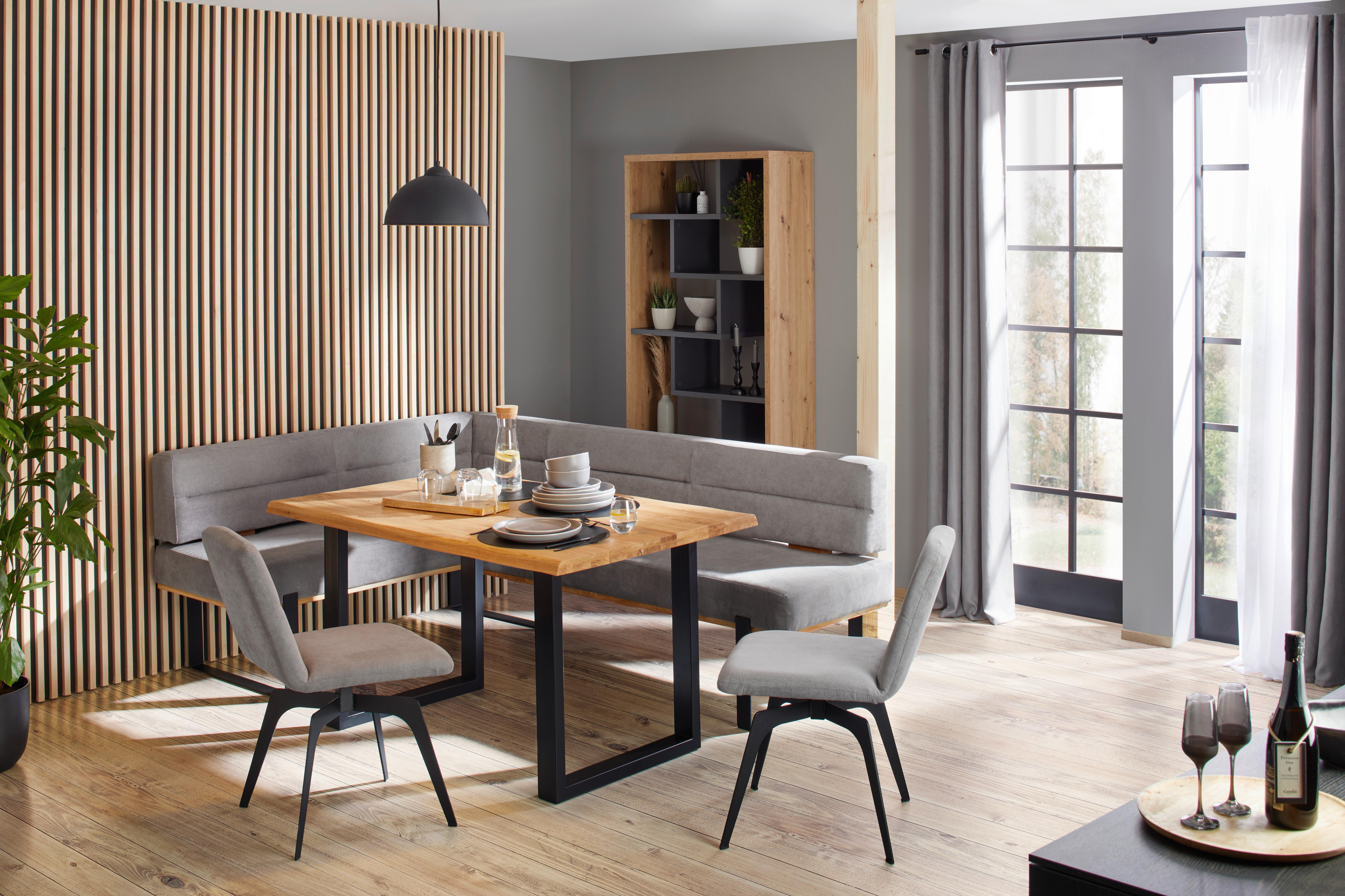 Esstisch Canu Eichefarben Echtholz ca. 170x90x75cm - Eichefarben/Schwarz, MODERN, Holz/Metall (170/90/75cm) - Zandiara