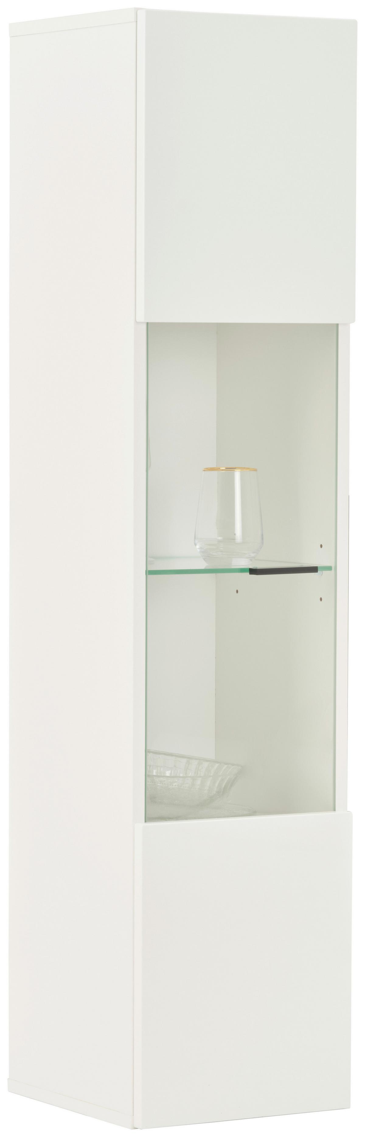 Vitrină suspendată OTIS - alb lucios intens, Modern, sticlă/material pe bază de lemn (30/130,2/34,6cm) - Modern Living