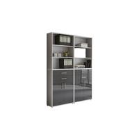 Aktenschrank Office Edition Sw Set 20 Grau - Anthrazit Hochglanz/Grau, MODERN, Holzwerkstoff (168,8/227,2/33cm) - MID.YOU
