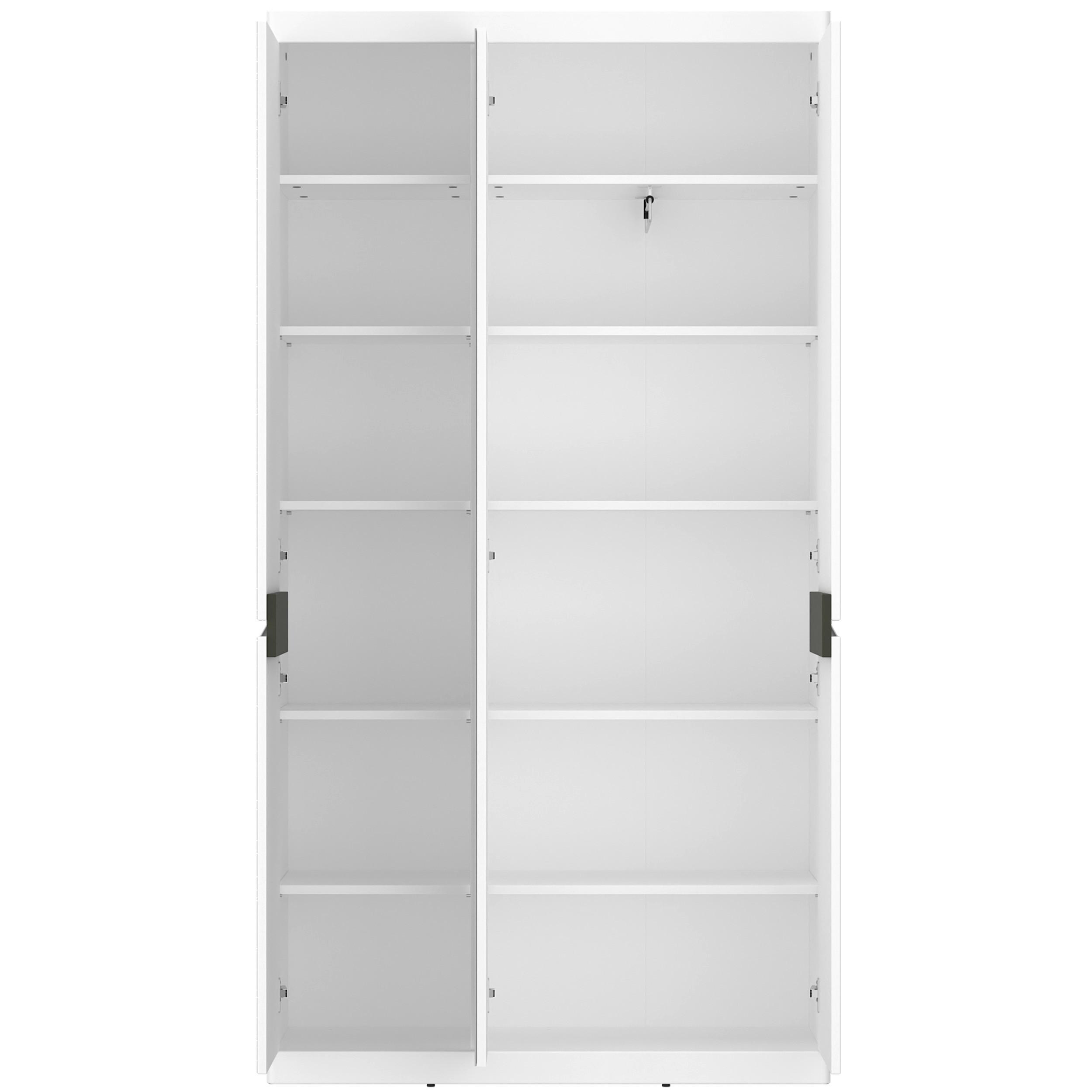 Dulap pentru hol TURINO NEO - alb/gri închis, Trend, sticlă/material pe bază de lemn (103/196,5/39,9cm) - Modern Living