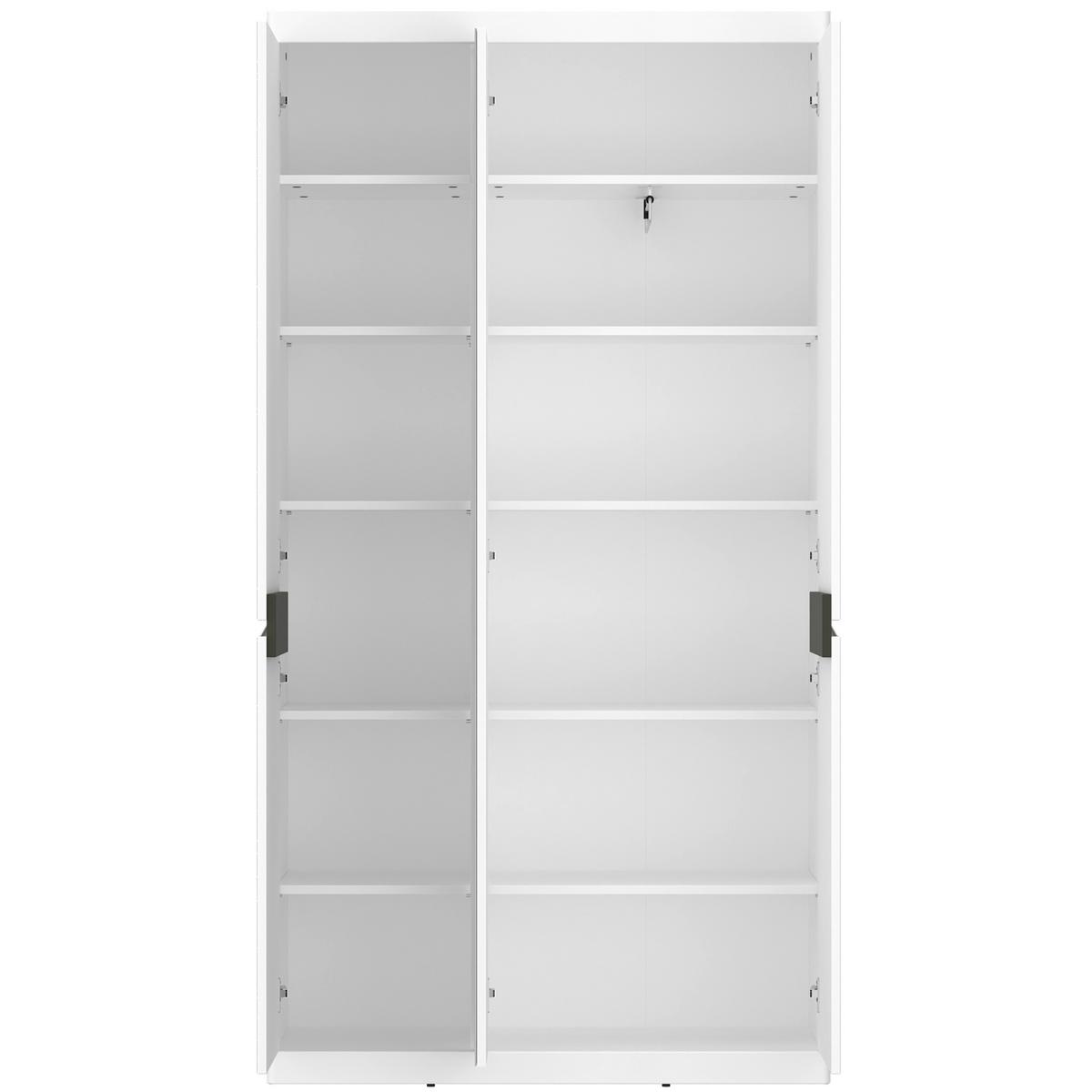 Dulap pentru hol TURINO NEO - alb/gri închis, Trend, sticlă/material pe bază de lemn (103/196,5/39,9cm) - Modern Living