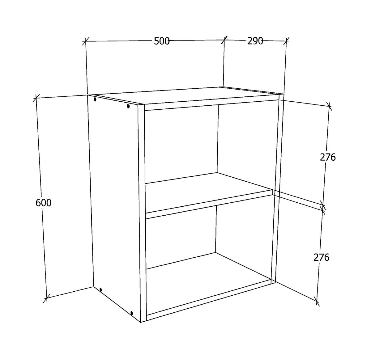Kuhinjska Zgornja Omarica Esilo, Hrast, Bela - bela/barve aluminija, Konvencionalno, kovina/leseni material (50/60/31cm) - MID.YOU