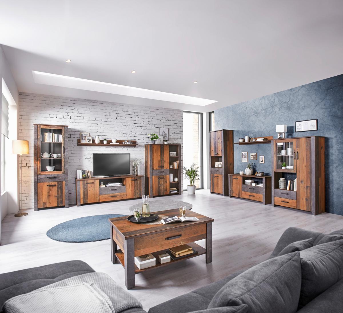 Stenska Polica Ontario, Barva Hrasta - barve hrasta, Trend, leseni material (160/18/21,60cm) - Modern Living