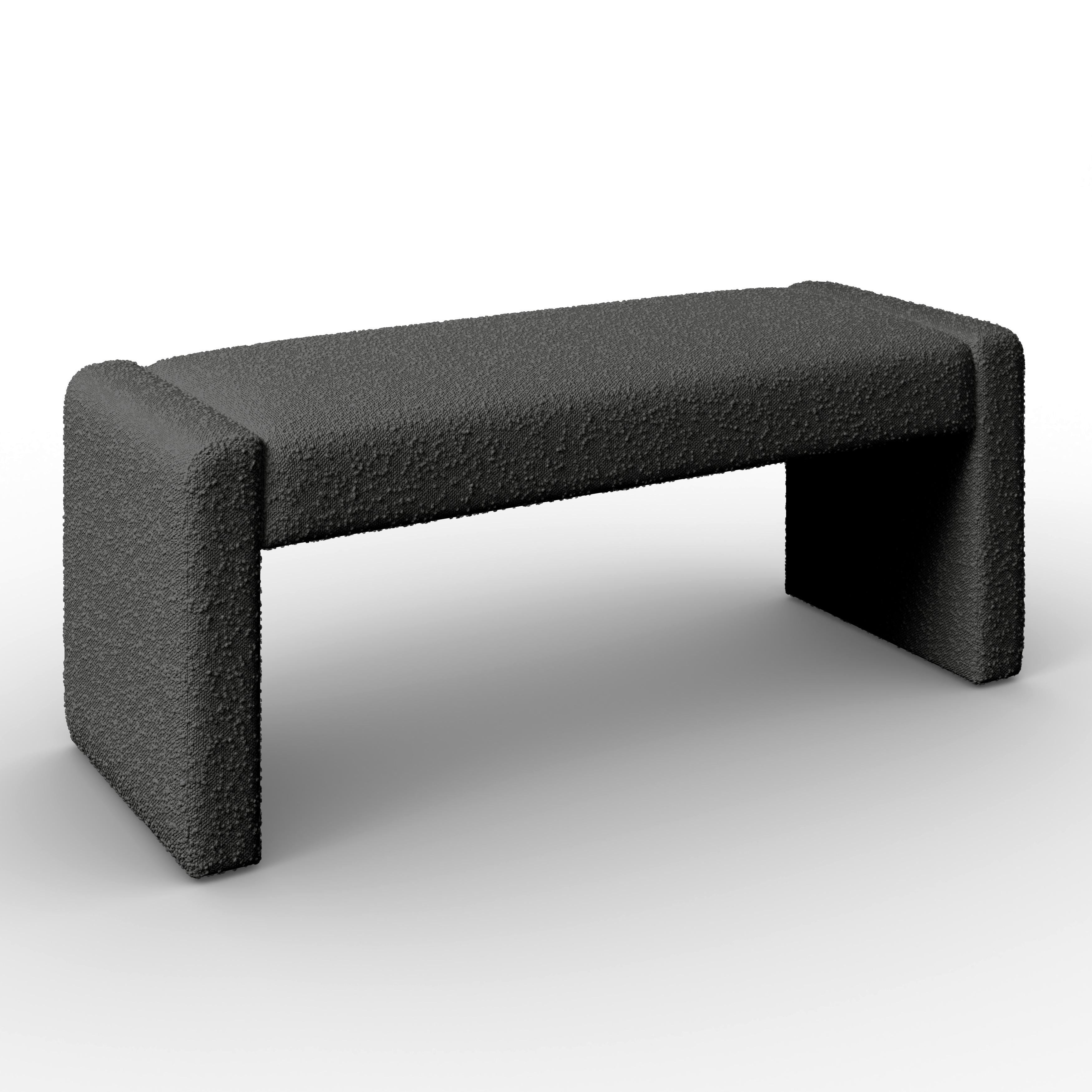 Sitzbank Andrea Grau Bouclé Gepolstert - Grau, MODERN, Holz/Textil (123/50/45cm) - Bessagi Home