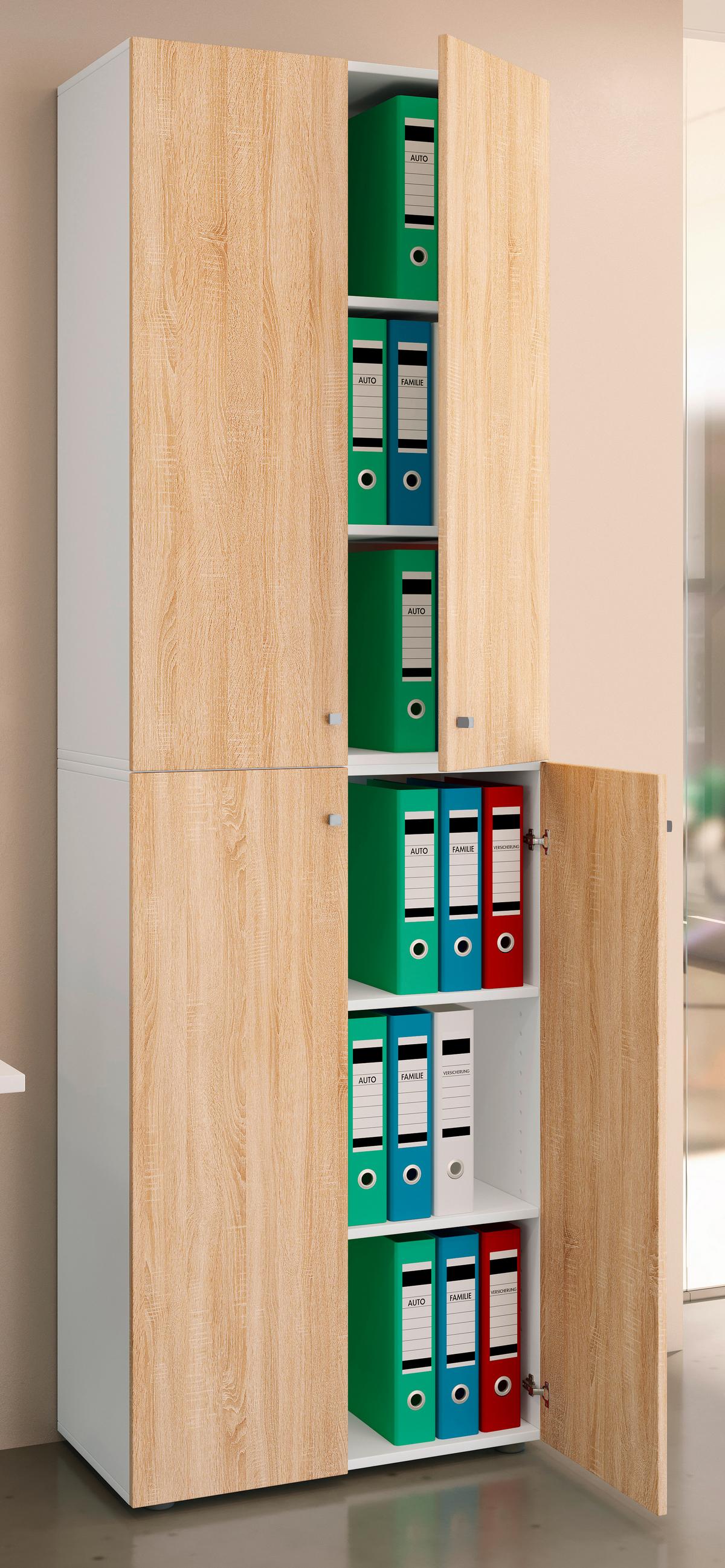 Arhivska Omara Lona Xxl, Bela, Barva Hrasta - bela/hrast sonoma, Design, leseni material (70/220/39cm) - MID.YOU