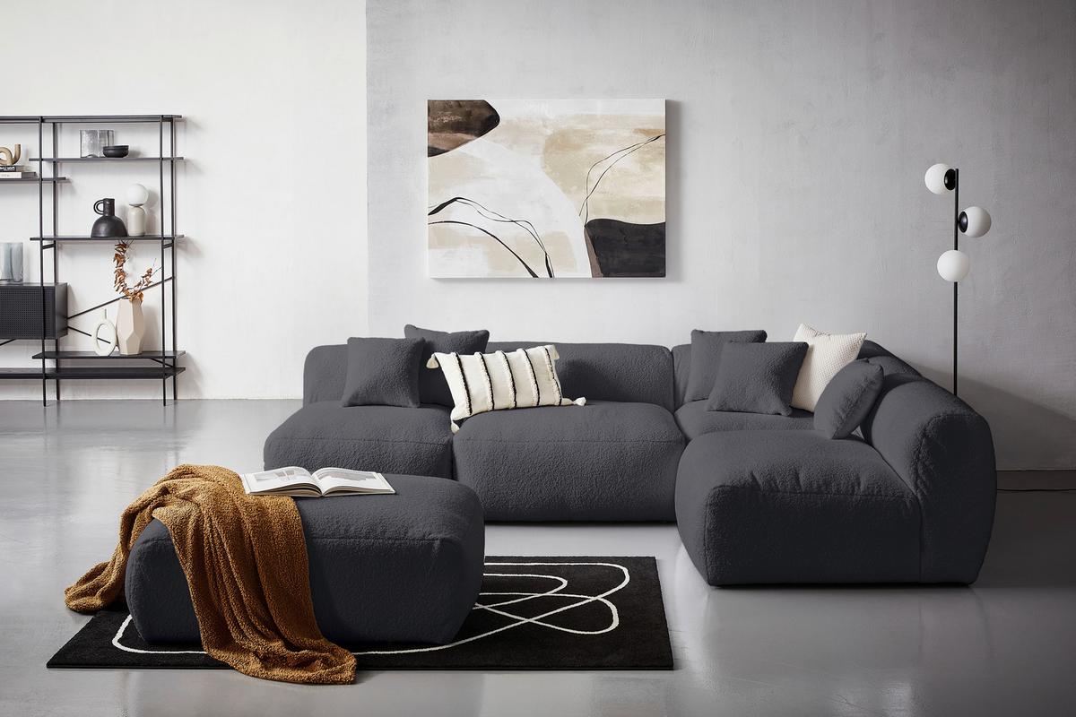 Modul Sofaelement Bloom Dunkelgrau - Dunkelgrau, Trend, Textil (100/70/122cm) - Livetastic