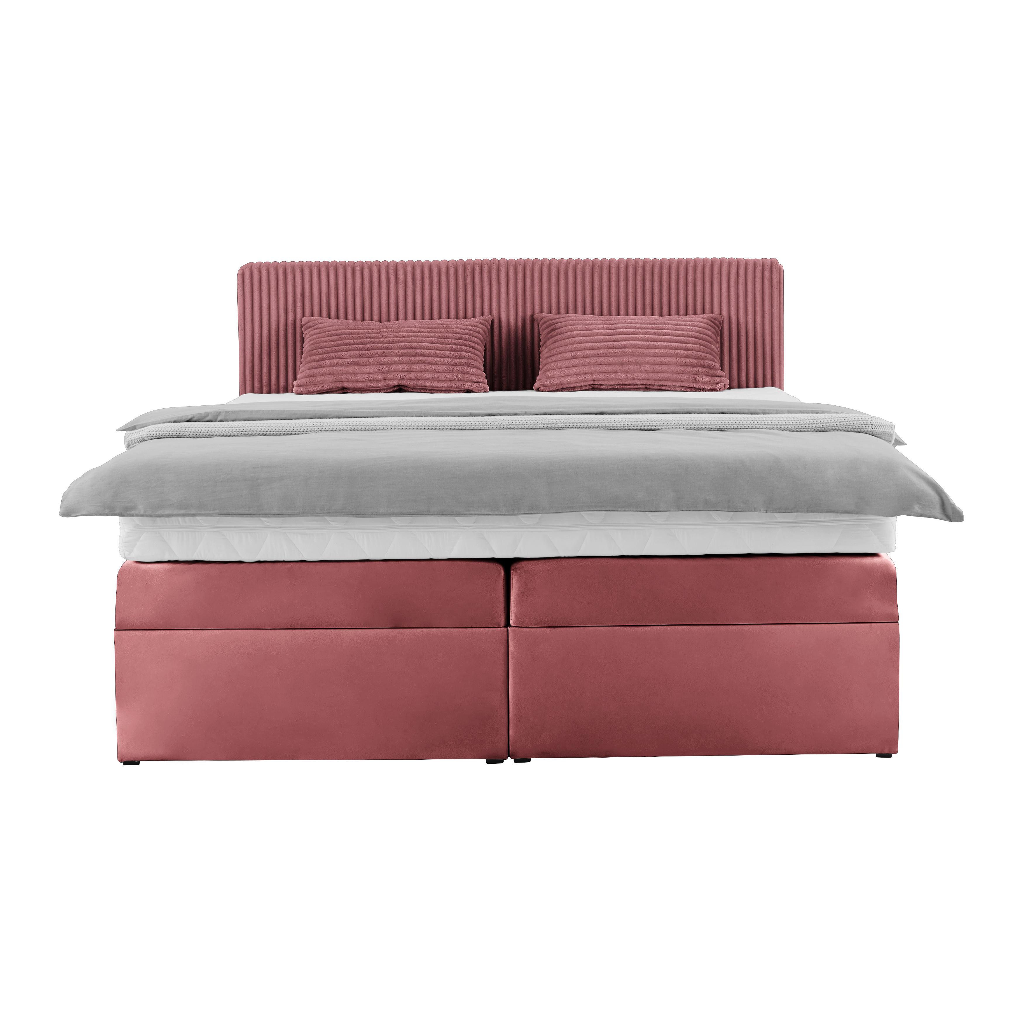 Boxspring Krevet Rossa - prljavo ružičasta/crna, Konvencionalno, drvni materijal/tekstil (180/200cm) - Modern Living