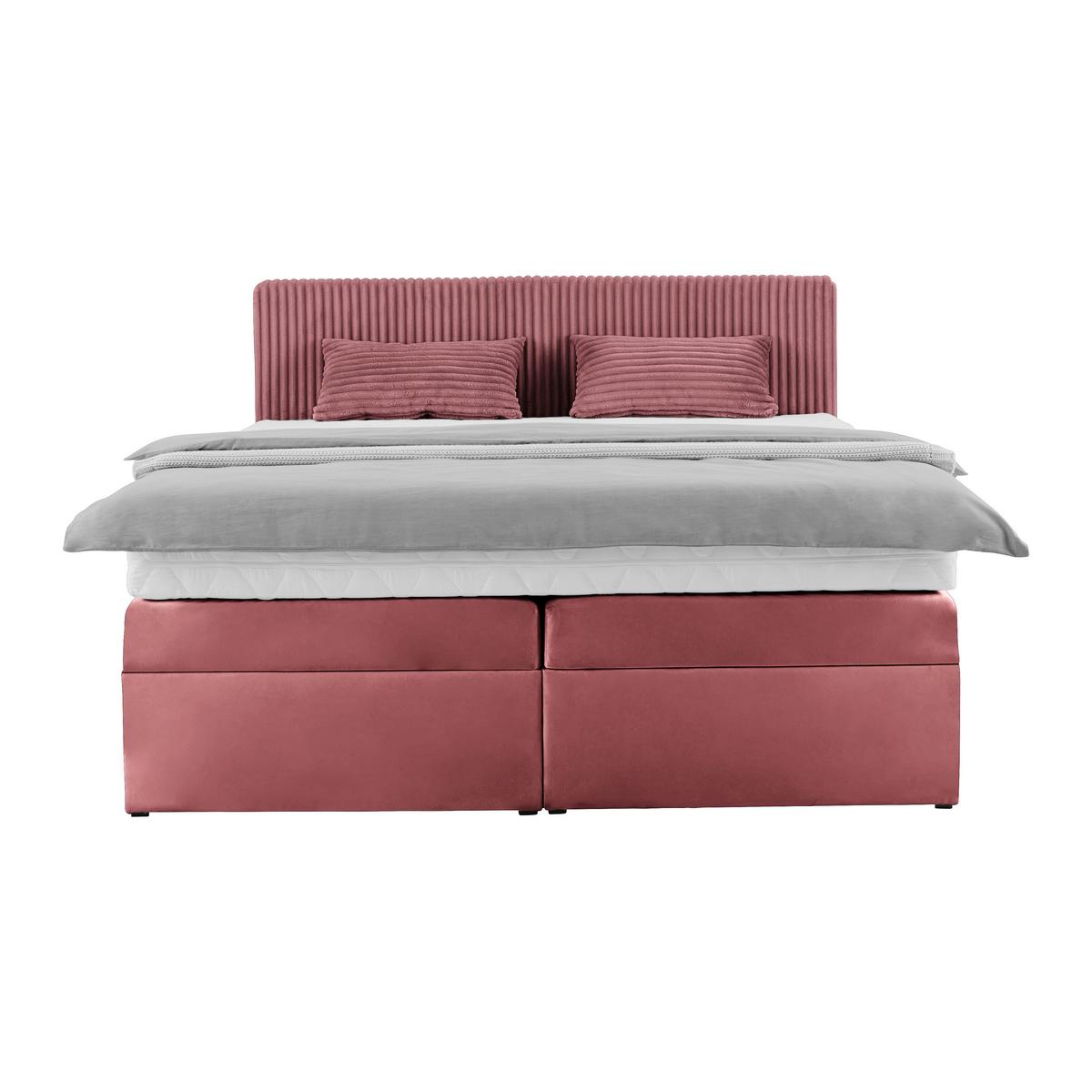 Boxspringbett Rossa in Altrosa ca. 180x200cm - vieux rose/noir, Konventionell, textile/matière synthétique (180/200cm) - Mömax