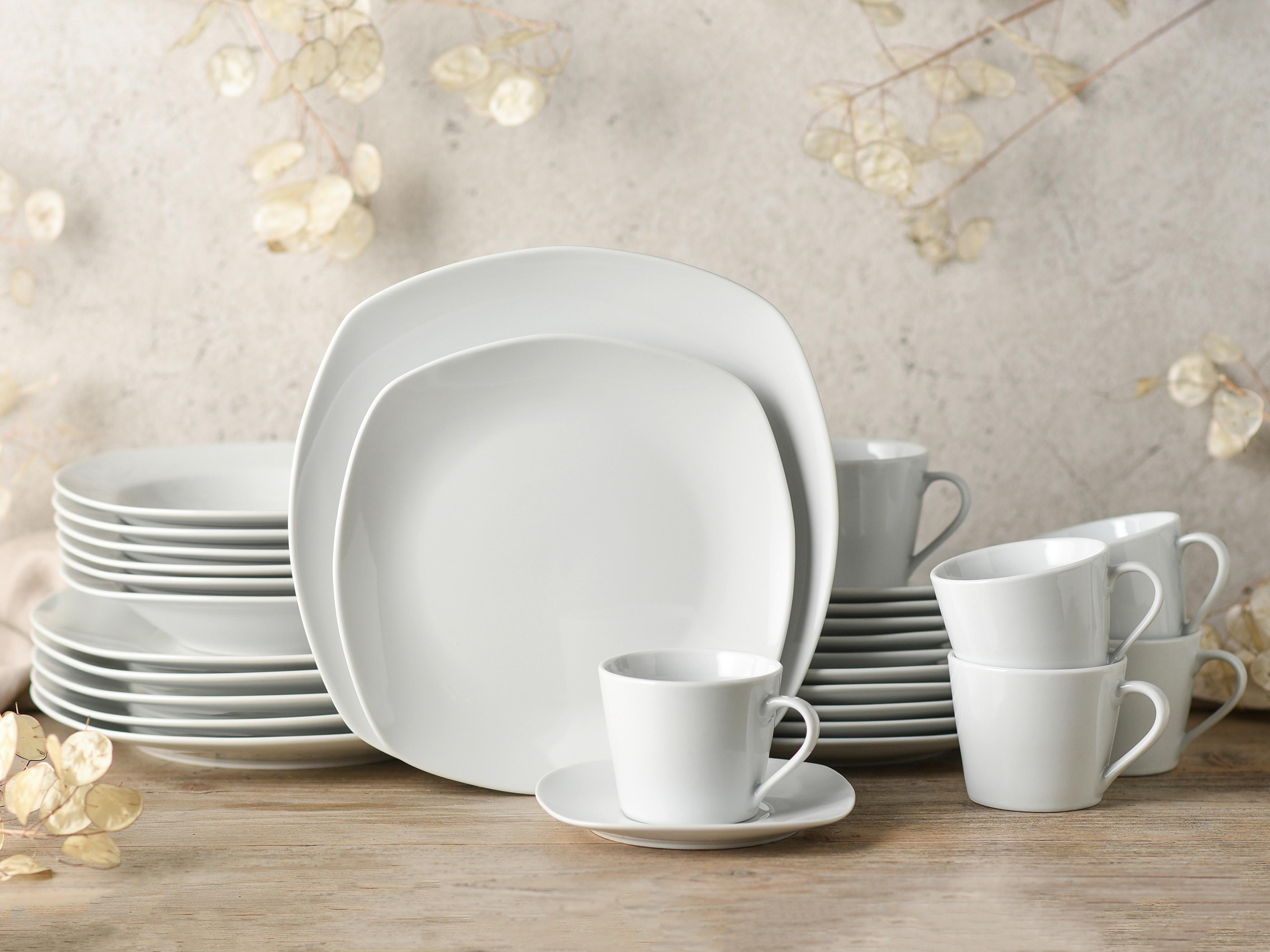 Kombiservice Amelie Weiß, 30-teilig - Weiß, Basics, Keramik