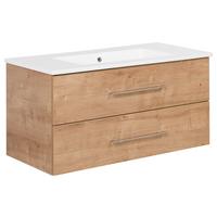Waschtischkombi B.Perfekt Eichefarben - Eichefarben/Silberfarben, MODERN, Keramik/Holzwerkstoff (103cm) - MID.YOU