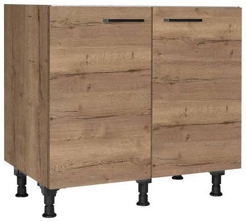 Spülenunterschrank Structura Eiche dunkel - Eiche dunkel/Schwarz, MODERN, Holzwerkstoff/Metall (90/87/56cm) - Nobilia