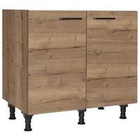 Spülenunterschrank Structura Eiche dunkel - Eiche dunkel/Schwarz, MODERN, Holzwerkstoff/Metall (90/87/56cm) - Nobilia