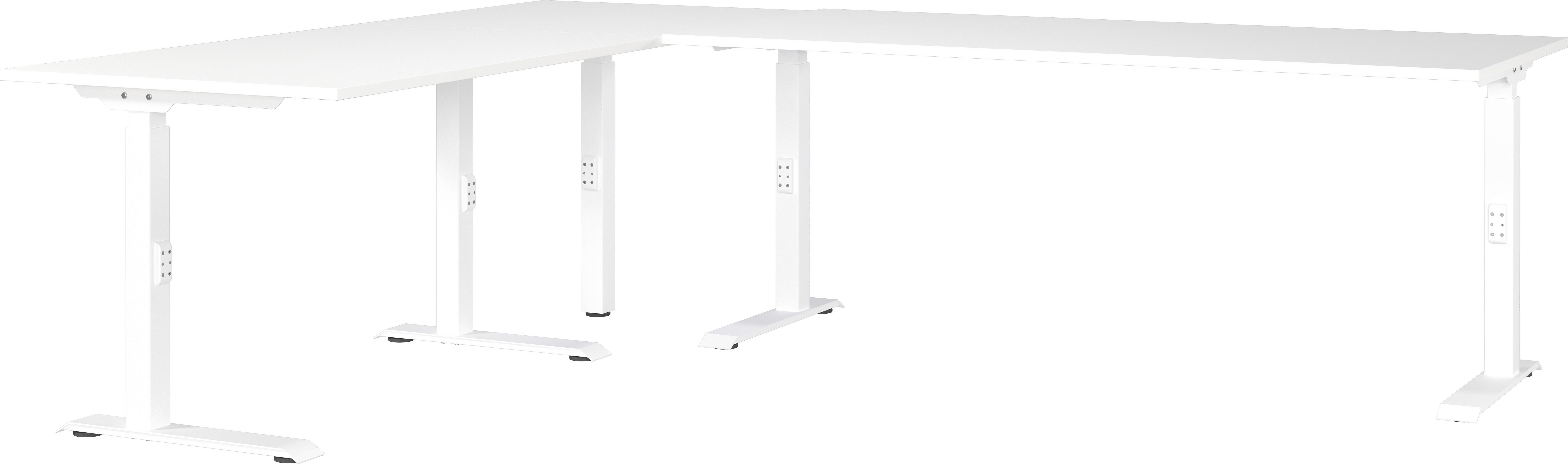 bureau d'angle in Weiss - blanc, Modern, métal/matériau de bois (240/68-91/220cm) - Premium Living