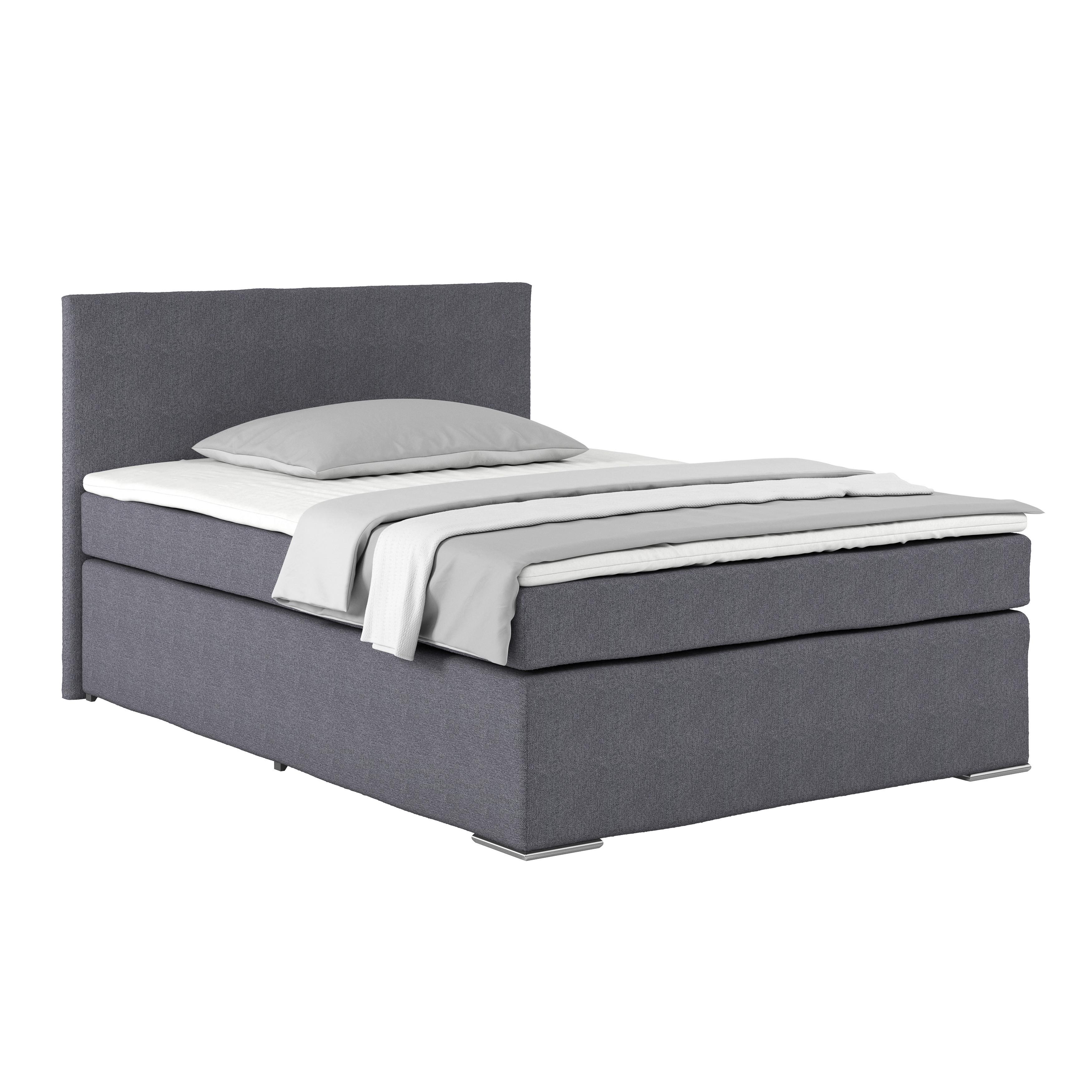 Boxspring Krevet Nero - tamno siva/boje kroma, Konvencionalno, tekstil/metal (140/200cm) - Best Price