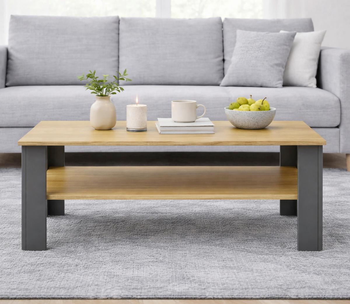 Couchtisch Disalo - Anthrazit/Honig, Design, Holzwerkstoff (100/55/44cm) - Livetastic