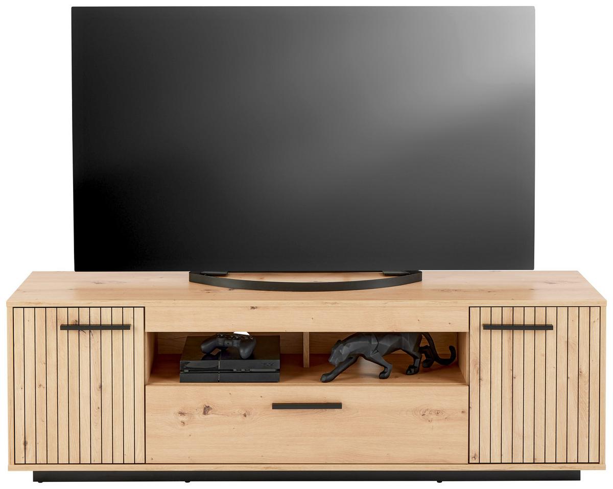 Tv Komoda Lukas - hrast Artisan/crna, Trend, drvni materijal/plastika (163,6/52,2/40,2cm) - Modern Living