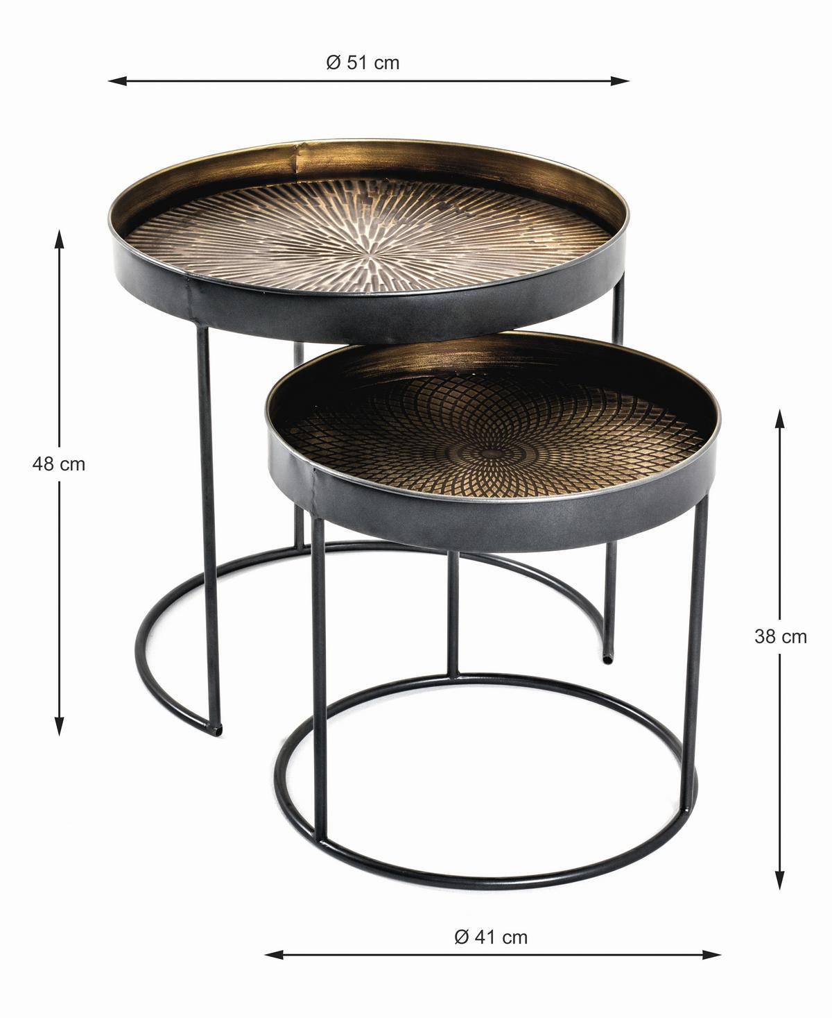 ZESTAW STOLIKÓW BOCZNYCH CELLE - czarny/kolor miedziany, Design, metal (38 / 48/38 / 48/41 / 51cm)