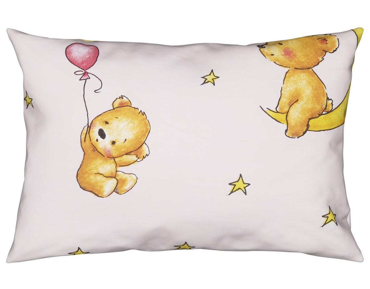 Kinderbettwäsche Bärli in diversen Farben - Rosa/Weiß, Textil (100/135cm) - Modern Living