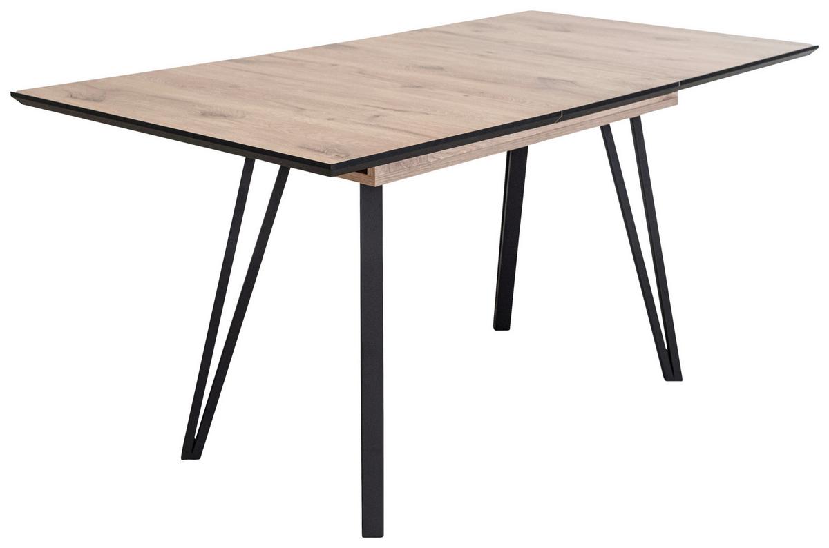 Ausziehtisch Daniel Giga S Eichefarben ca. 120-160cm - Eichefarben/Schwarz, Modern, Holzwerkstoff/Metall (120-160/80/75cm) - Mömax