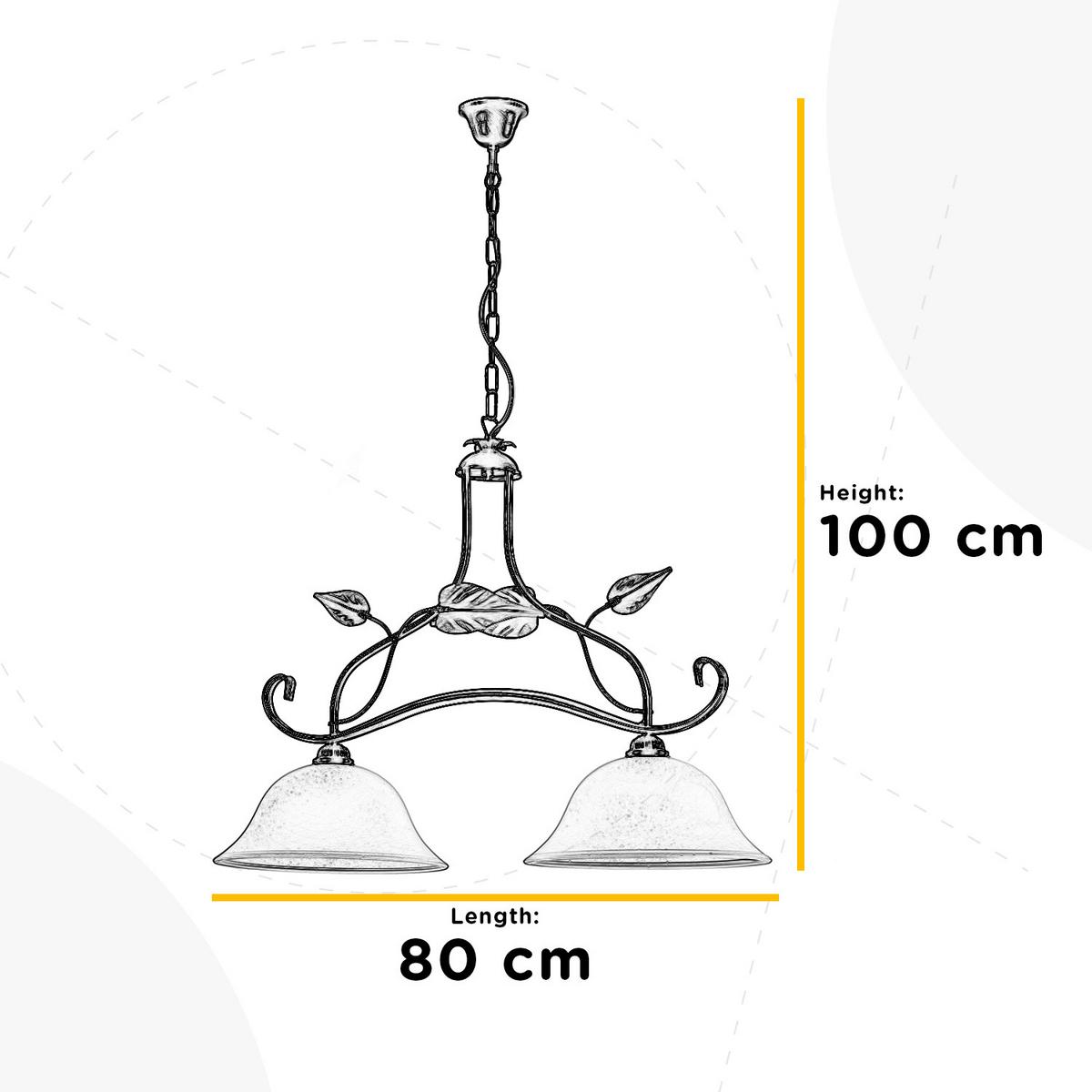 Hängeleuchte Miranda Bronze/Olivgrün max.  22 Watt - Bronzefarben/Olivgrün, Natur, Glas/Metall (80/45/110cm)
