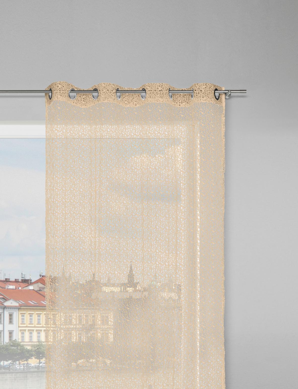 Perdea cu inele tip capsă Astrid - maro deschis, Modern, textil (140/245cm) - Modern Living