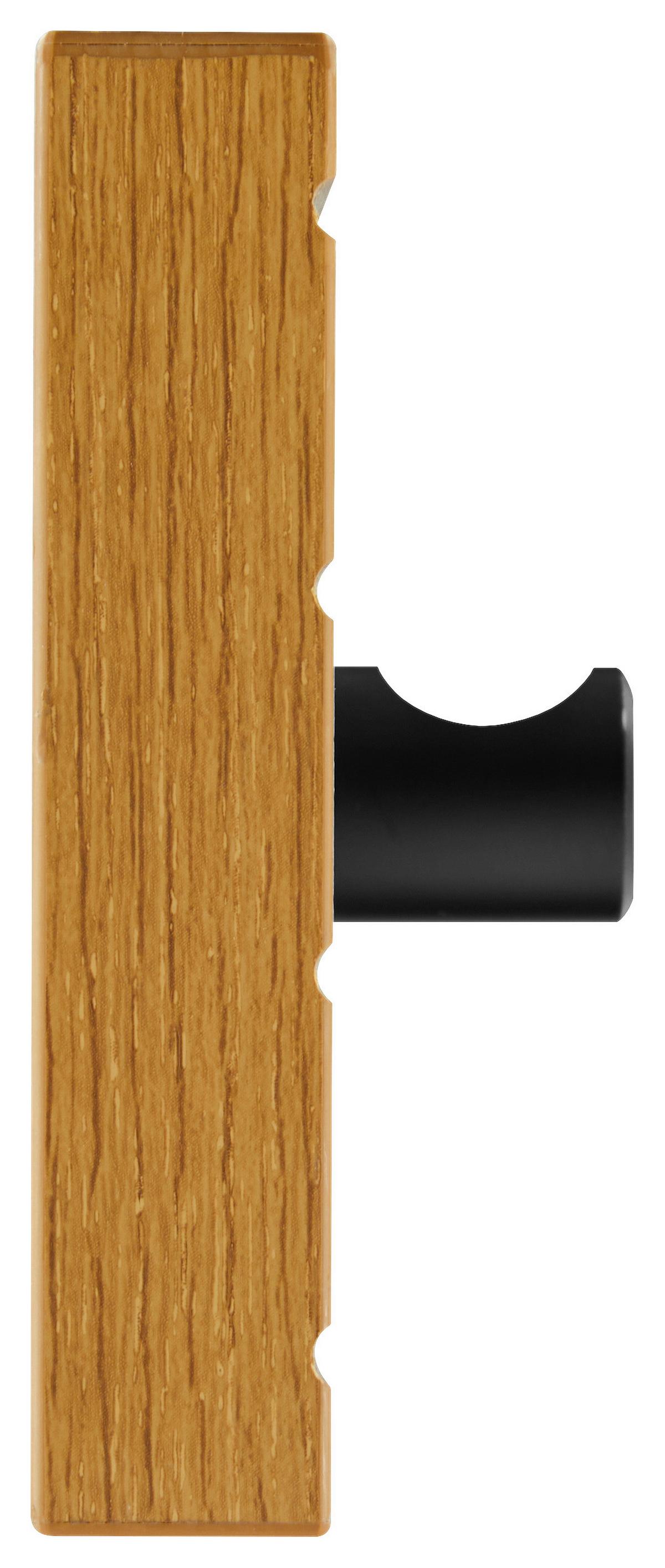 LISTWA Z WIESZAKAMI LINE - kolor dębowy/czarny, Design, materiał drewnopochodny/metal (80/9/1,5cm) - Carryhome