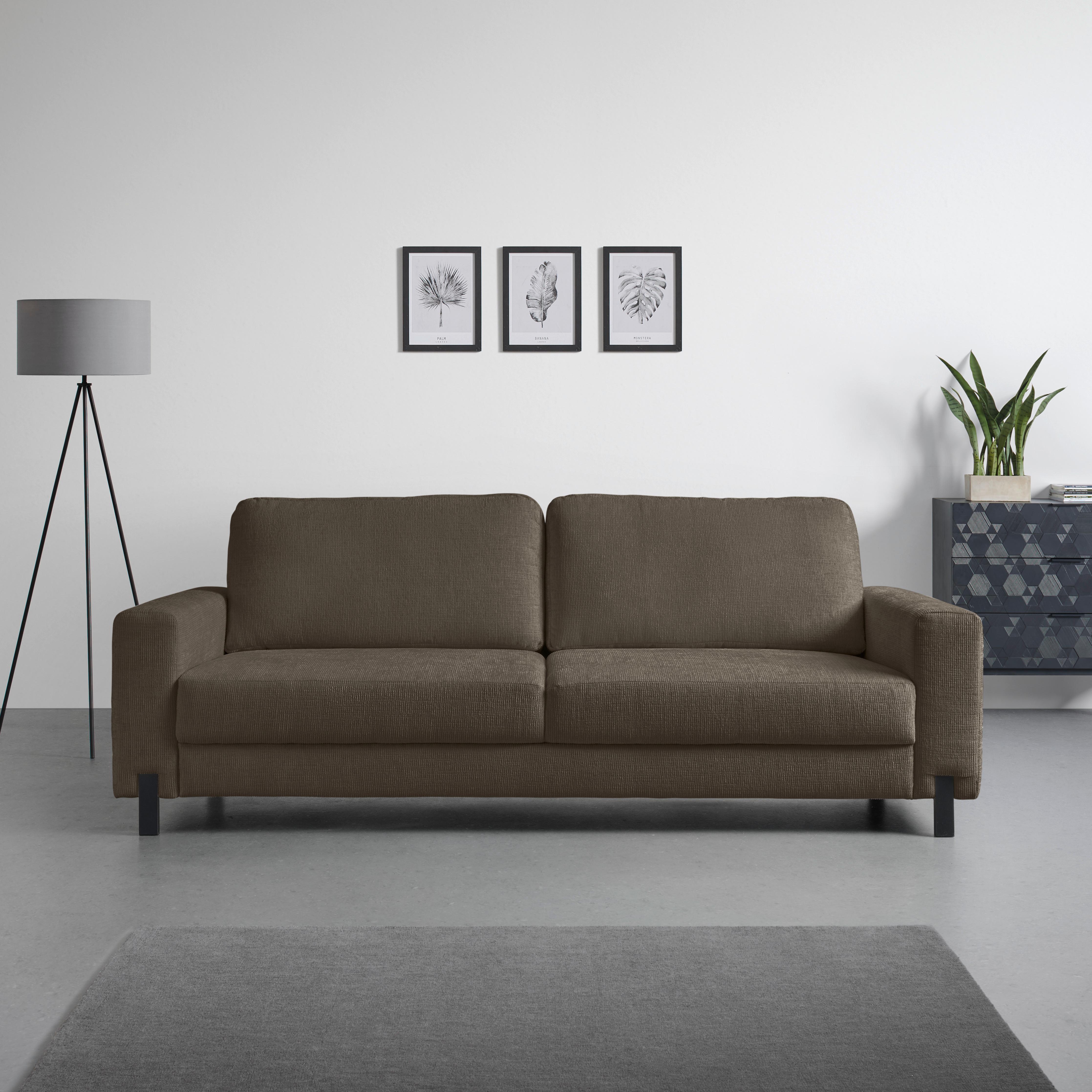 3-Sitzer-Sofa Piega Braun - Schwarz/Braun, MODERN, Textil/Metall (230/66-87/96cm) - Mömax
