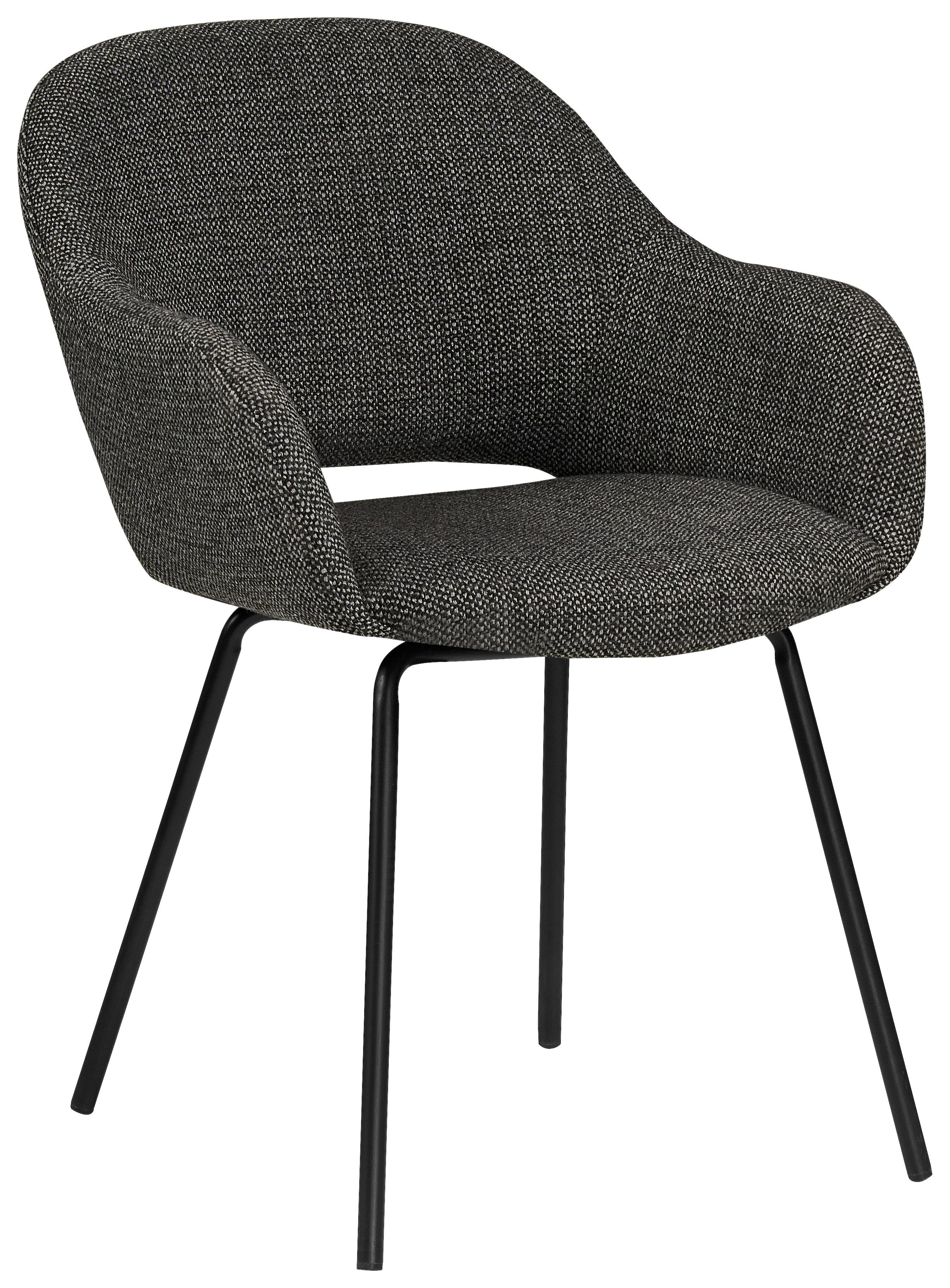 KRZESŁO Z PODŁOKIETNIKAMI LEIDEN - czarny/szary, Design, metal/tkanina (59/82/62cm) - Novel